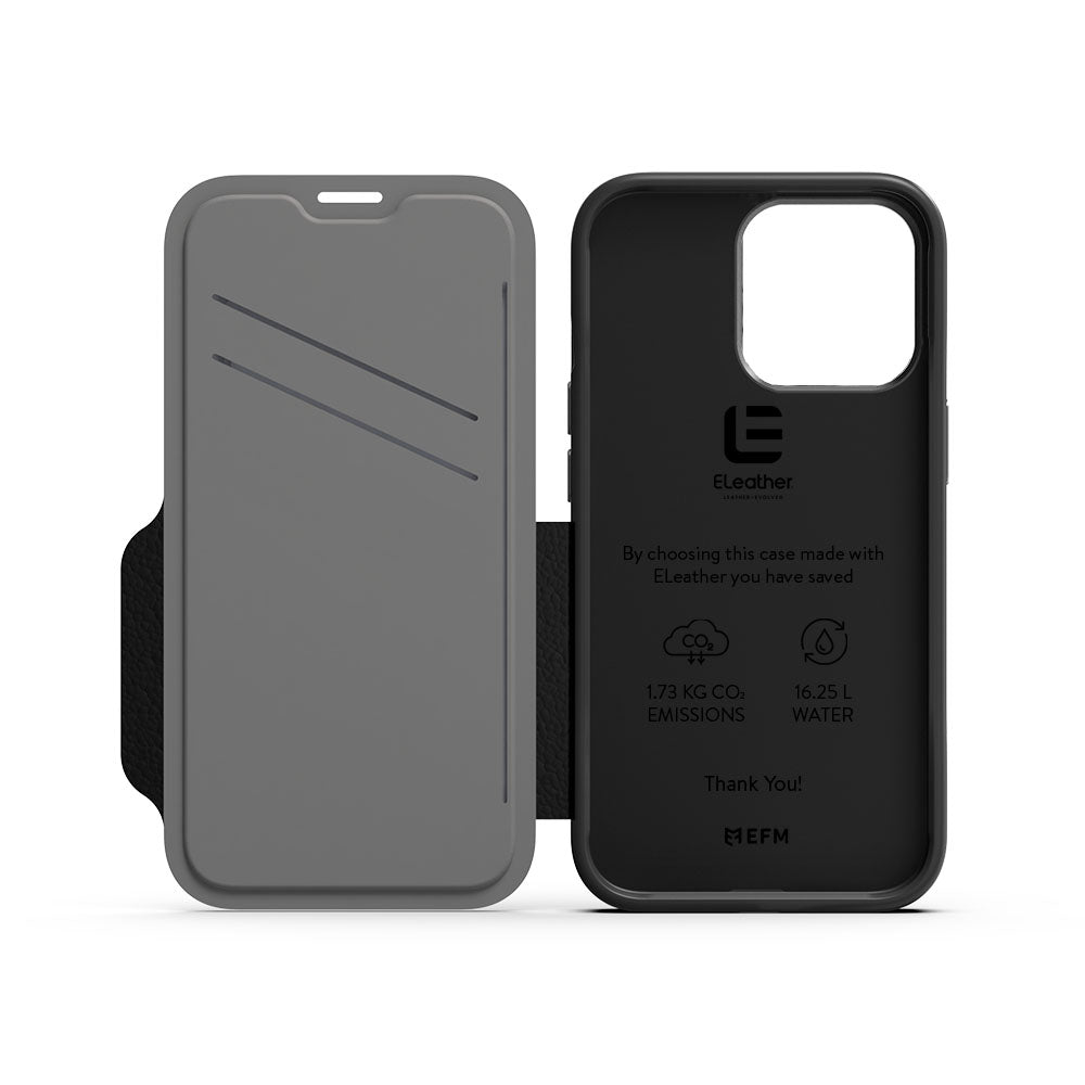 EFM Monaco Leather Wallet Case with D3O 5G Signal Plus for iPhone 13 Pro