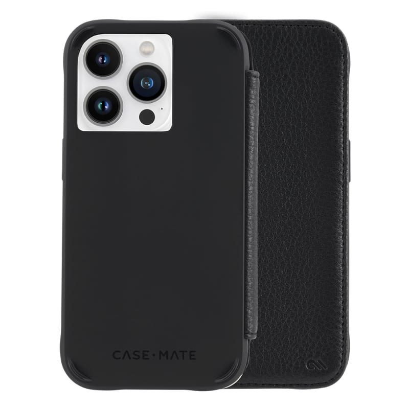 Case-Mate Leather Folio Wallet MagSafe Case iPhone 14 Series - Black