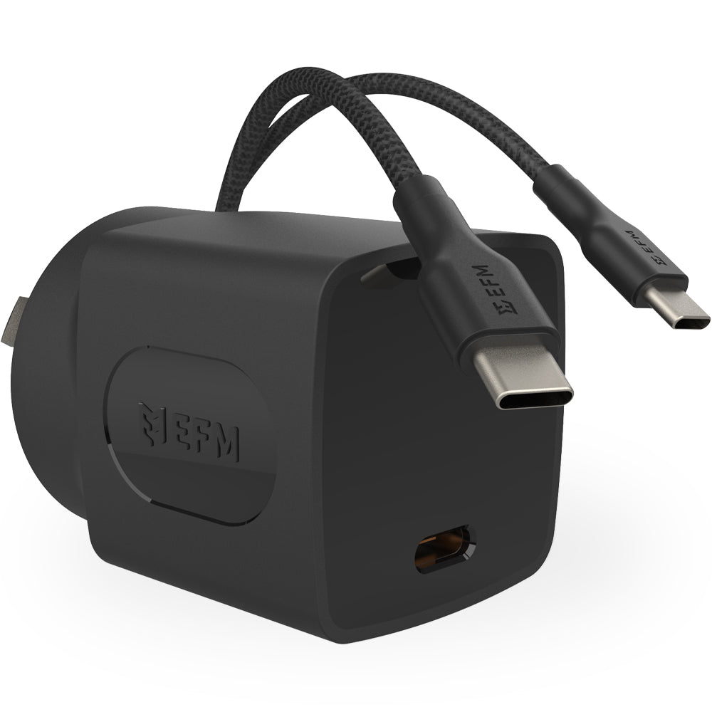 EFM 35W Wall ChargerWith 1.2M Type-C Braided Type-C Cable - Black