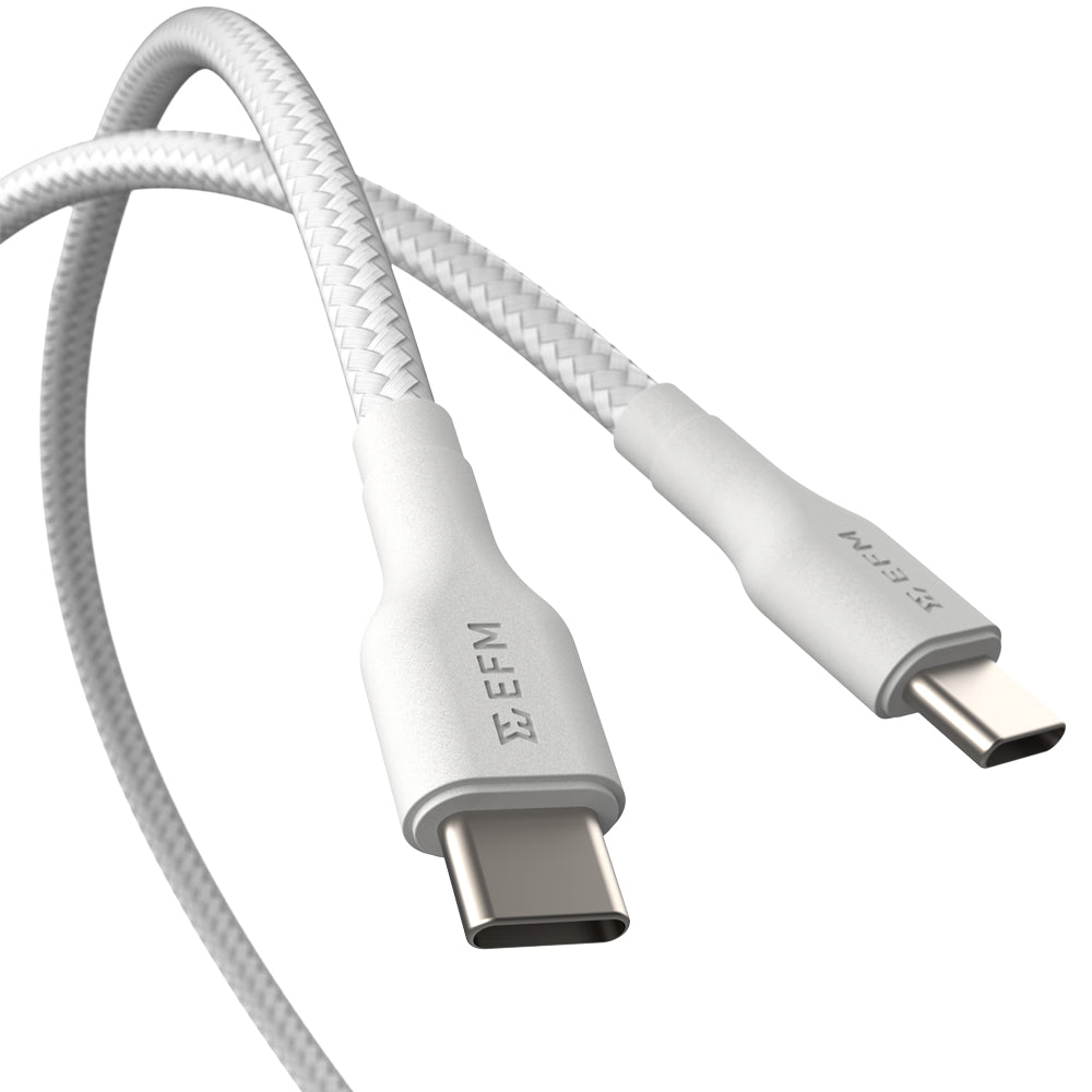 EFM USB-C to USB-C Braided Power and Data 1M CableTested to withstand 20000+ bends - White