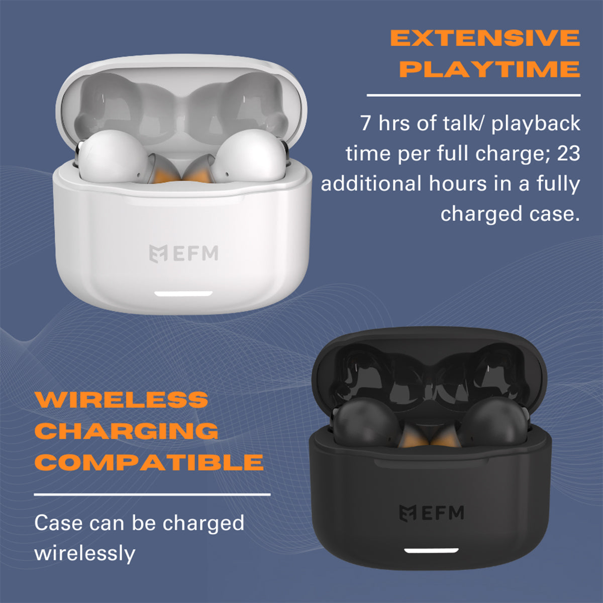 EFM New Orleans TWS Earbuds with Active Noise Cancelling - Black