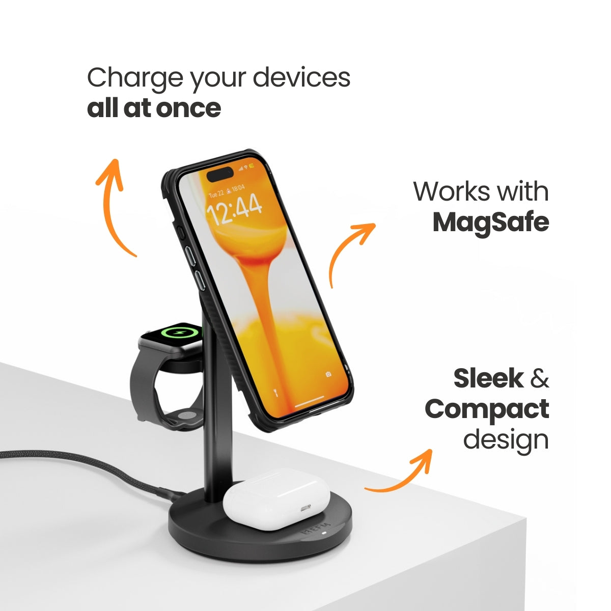 EFM FLUX 3-in-1 Wireless ChargerWith 20W Wall Charger