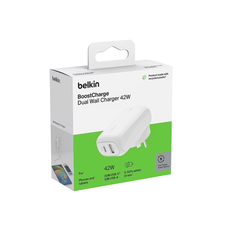 Belkin Boostcharge Dual Wall Charger 42W - White