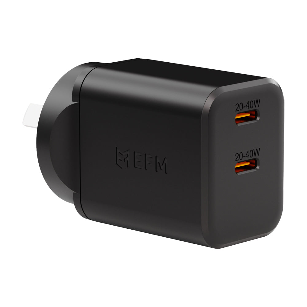 EFM ECO 40W Dual Port Wall Charger With GaN  Power Delivery and PPS