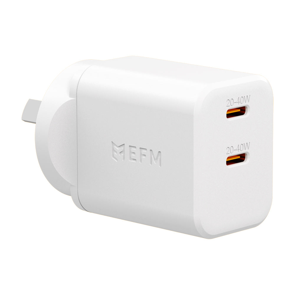 EFM ECO 40W Dual Port Wall ChargerWith GaN  Power Delivery and PPS