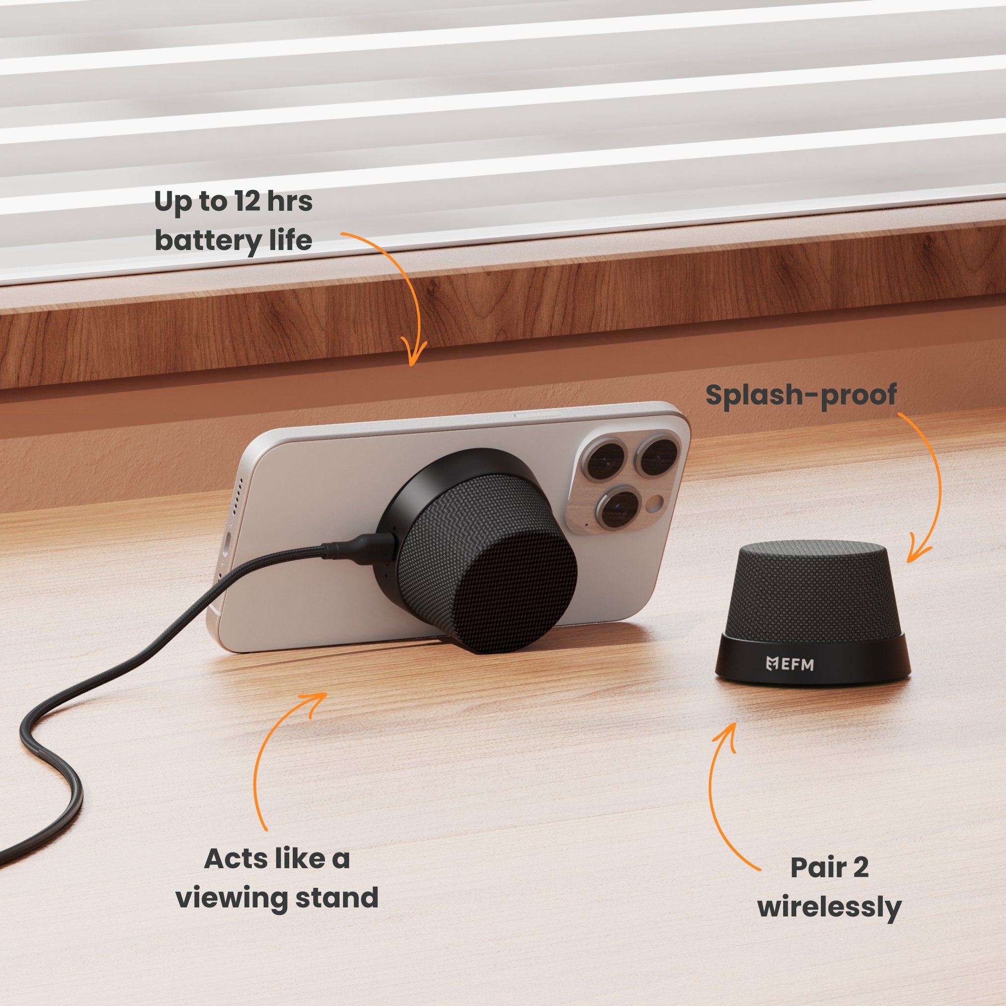 EFM Cloudbreak Mag Pro Bluetooth Speaker with MagSafe & 10W Wireless – Charcoal