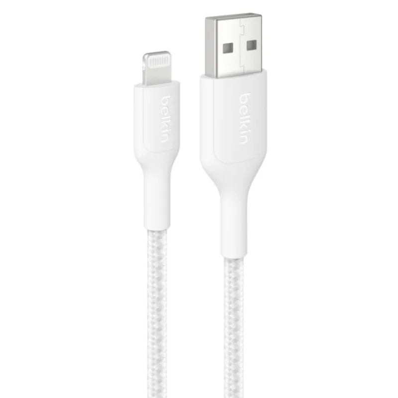 Belkin BoostCharge Pro Braided USB-A to Lightning Cable 2M Length - White