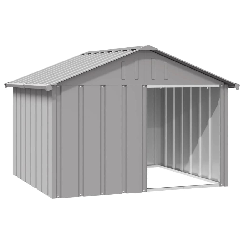 Dog House Galvanised Steel Outdoor Pet Shelter Kennel Animal Home Grey