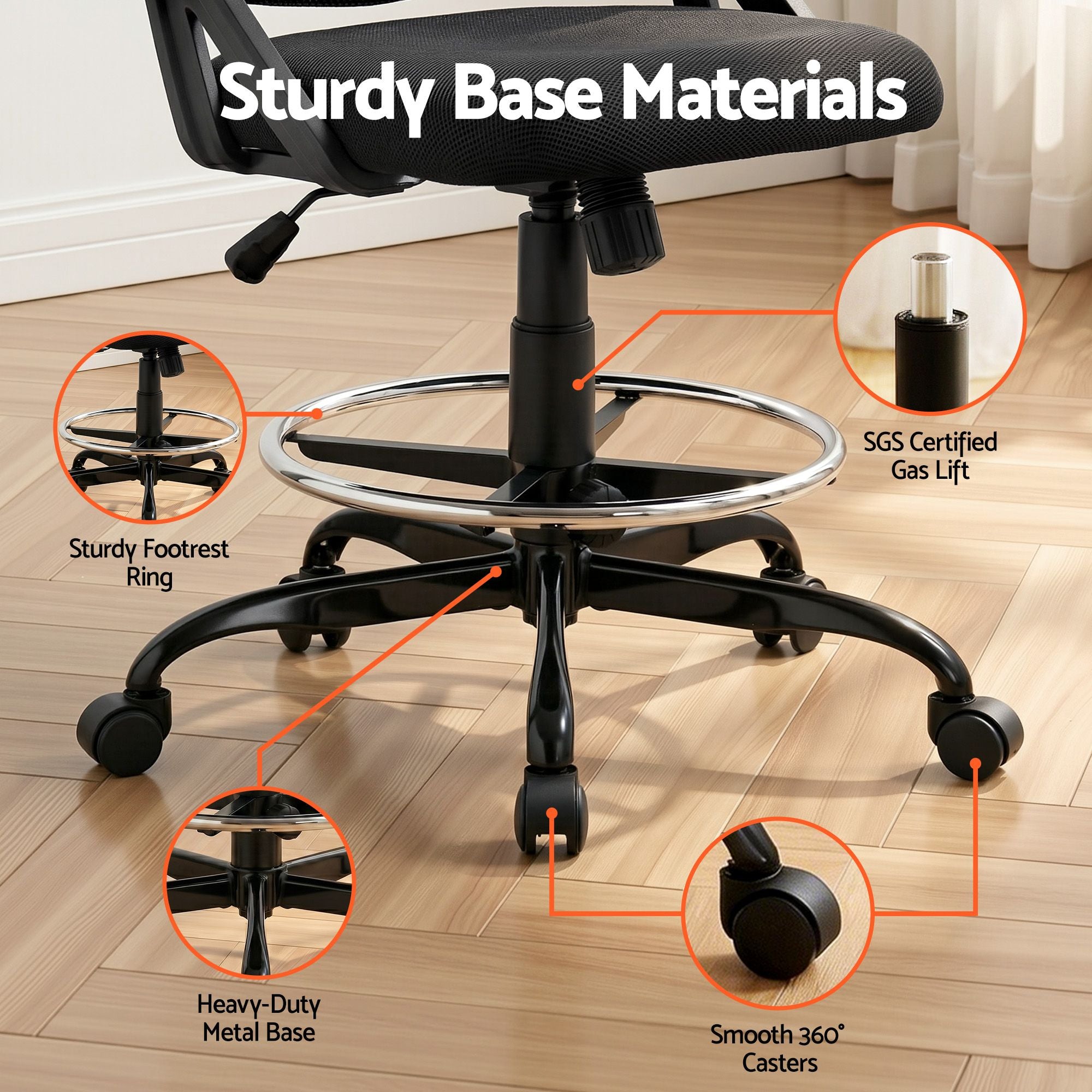 Artiss Drawing Table with Ergonomic Office Chair, Drafting Tables with Tempered Glass Desktop, Removable Drawers, Drafting Stool with Height Adjustable