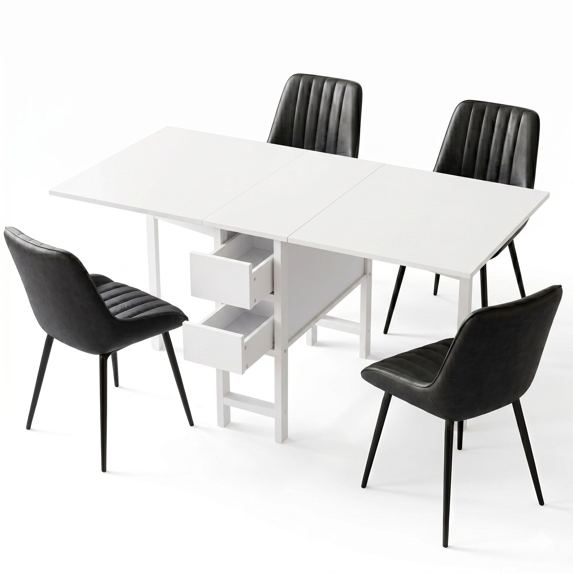 Artiss Dining Table and Chairs Set 5pcs Foldable Kitchen Furniture with 2 Drawers