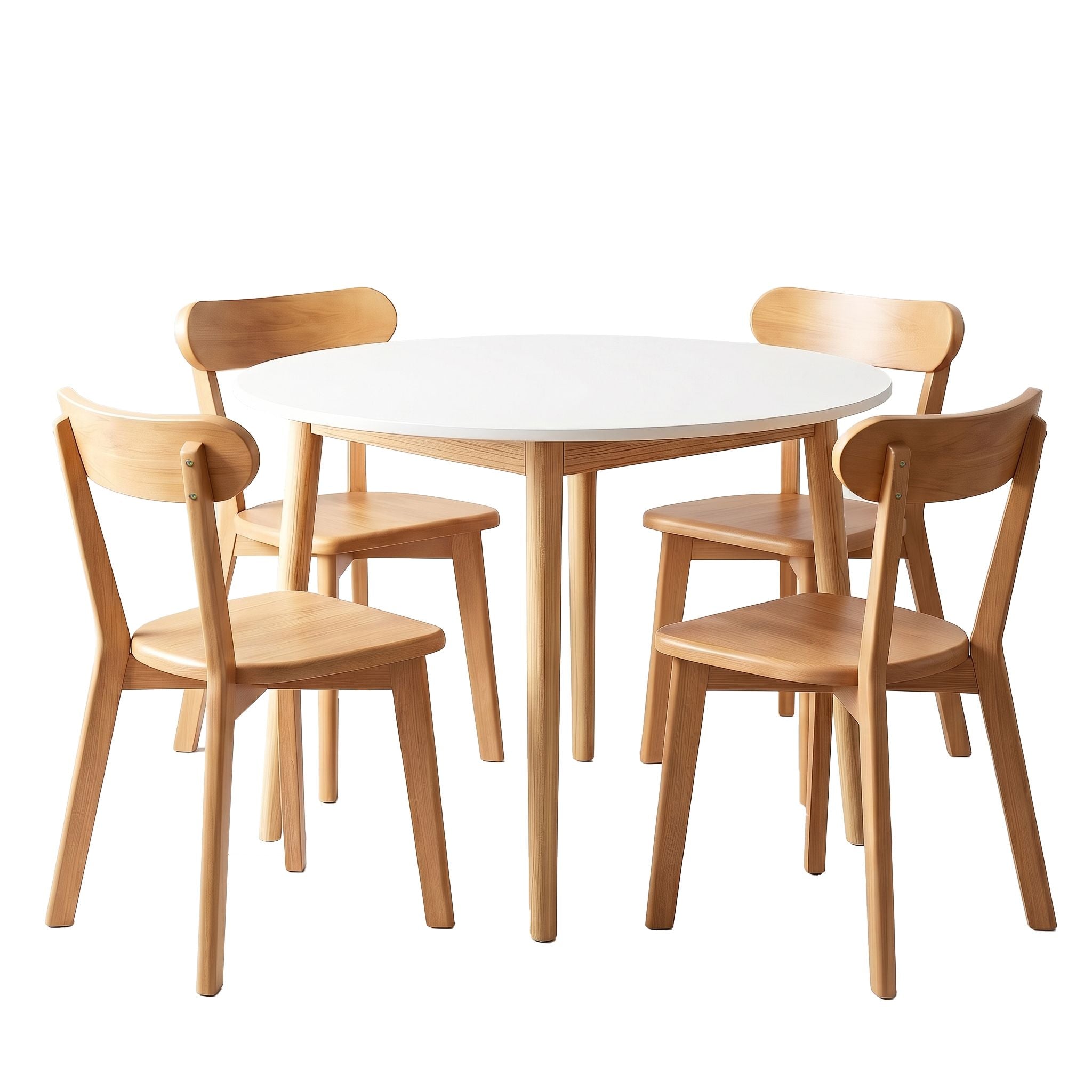 Artiss Round Dining Table and Chairs Set 5 PCS, 108cm Compact Kitchen Table Set with Solid Pine Wood Legs & 4 Ergonomic Rubber Wood Chairs