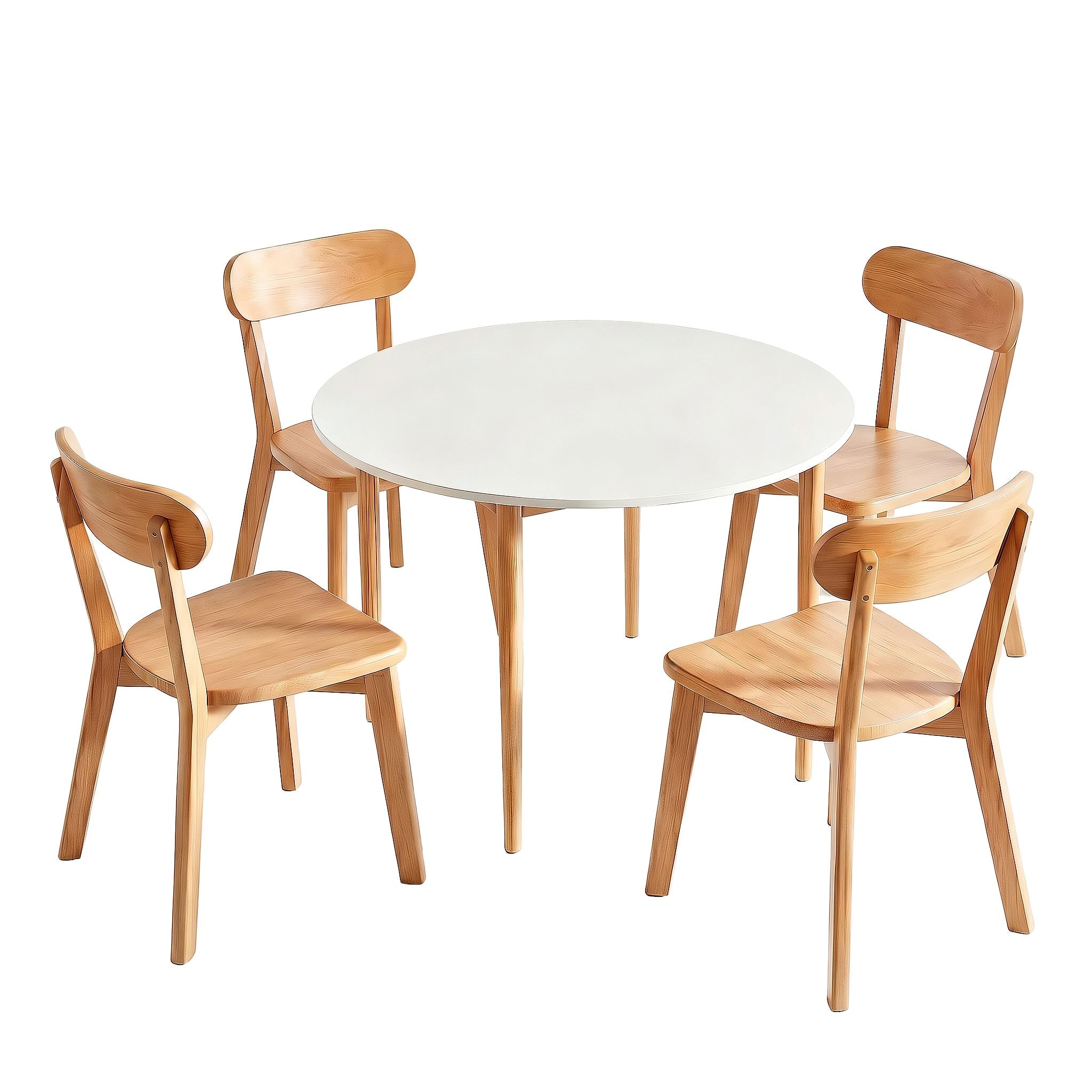 Artiss Round Dining Table and Chairs Set 5 PCS, 108cm Compact Kitchen Table Set with Solid Pine Wood Legs & 4 Ergonomic Rubber Wood Chairs