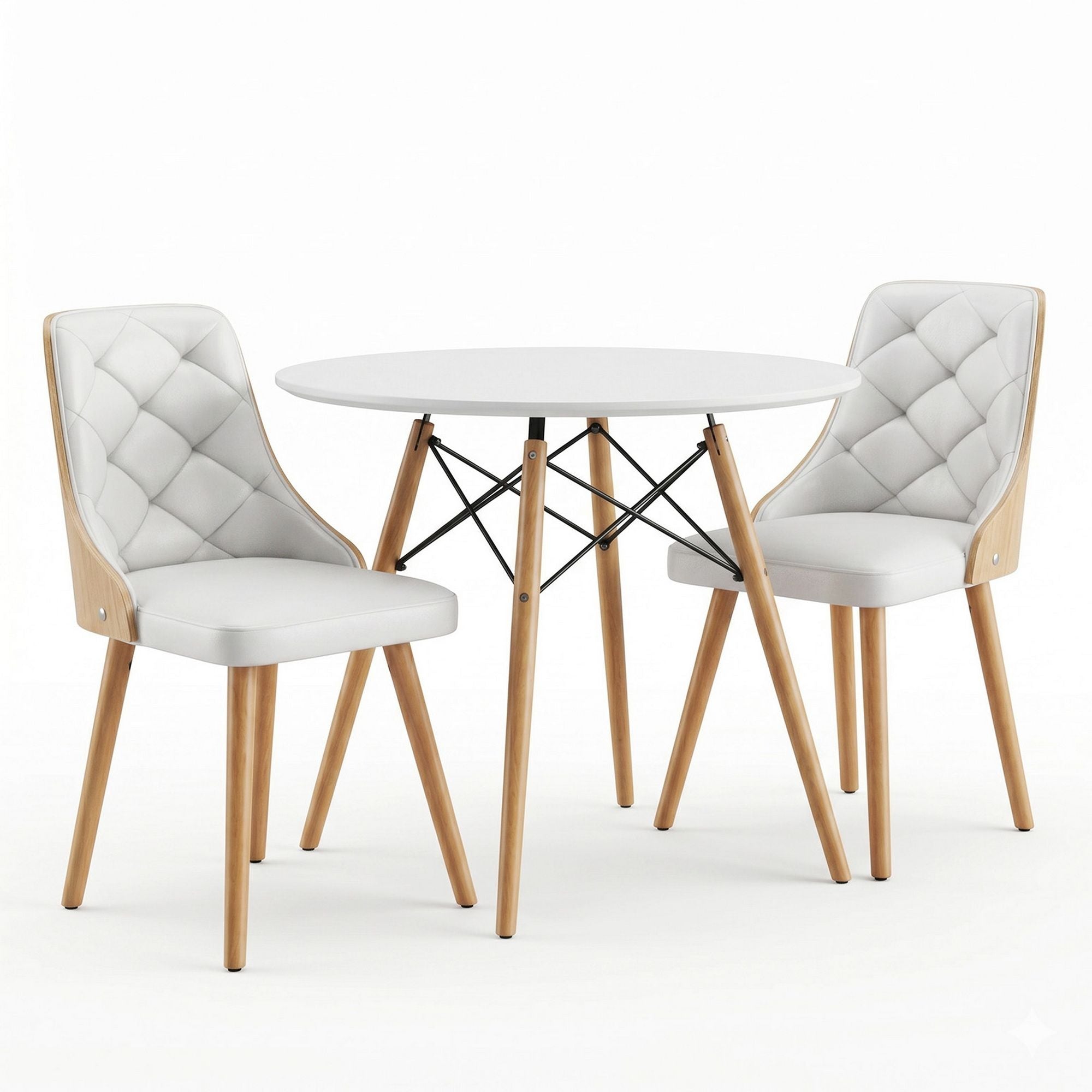 Artiss Dining Table and Chairs Set 3PCS 90cm 2 Seater Round Dining Set