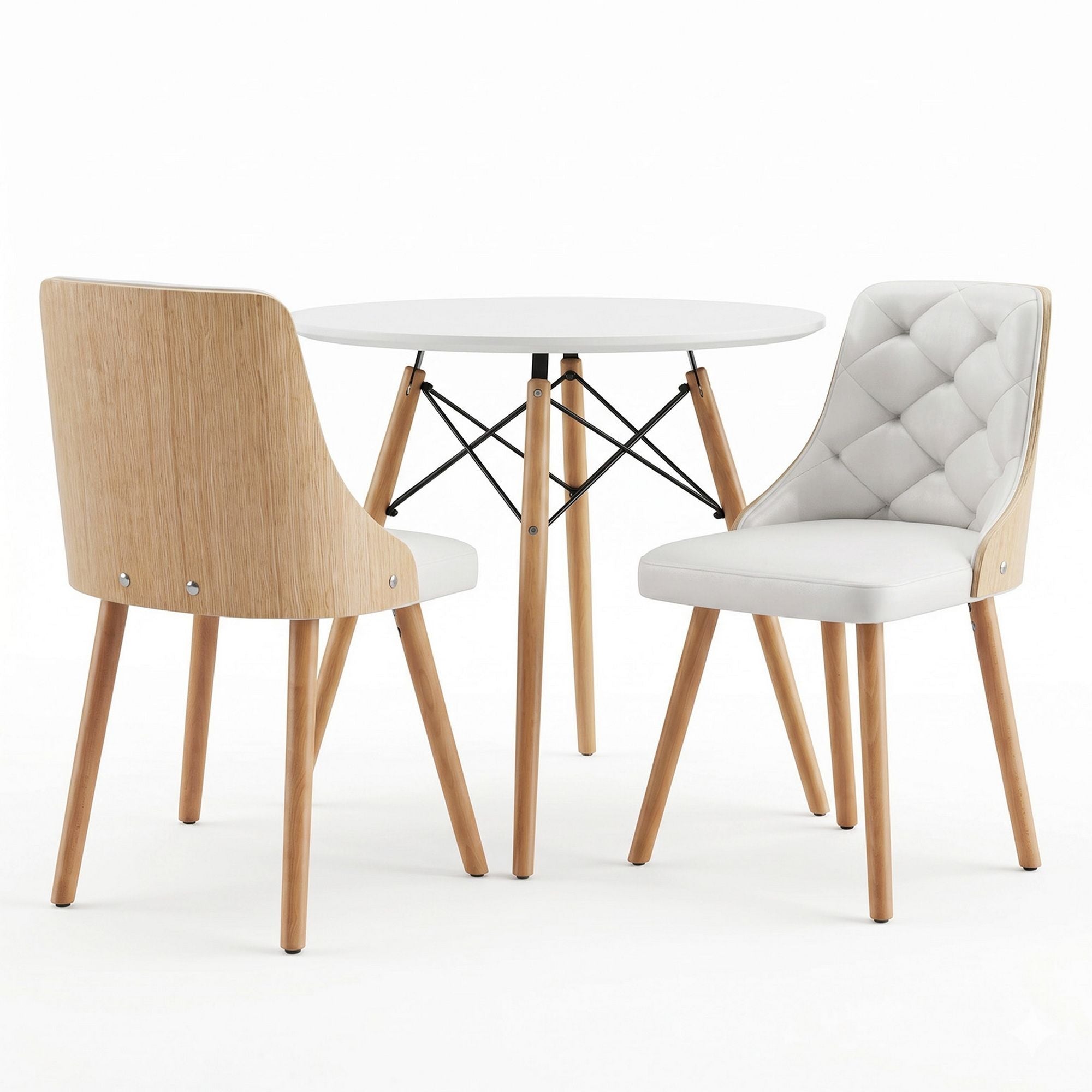 Artiss Dining Table and Chairs Set 3PCS 90cm 2 Seater Round Dining Set