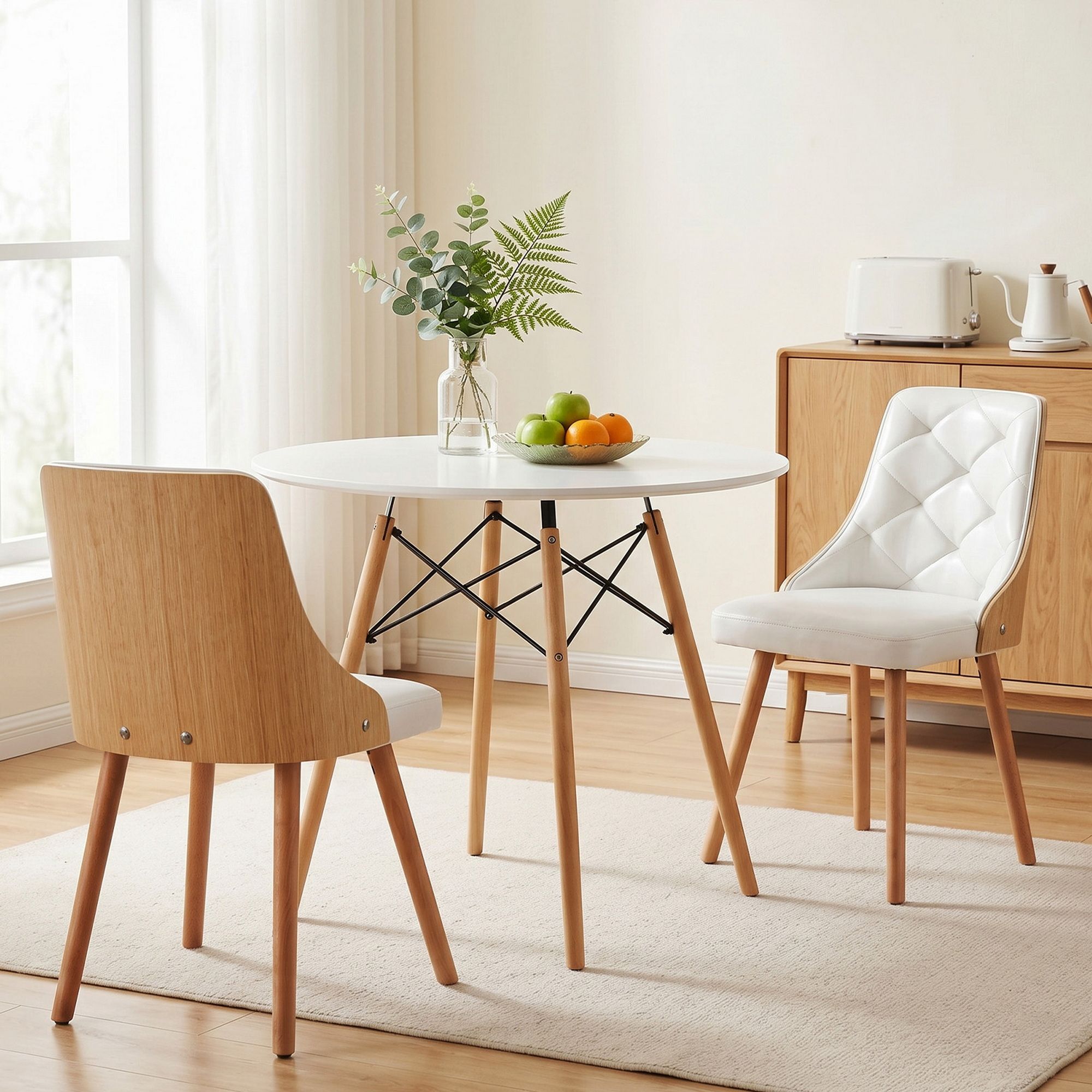 Artiss Dining Table and Chairs Set 3PCS 90cm 2 Seater Round Dining Set
