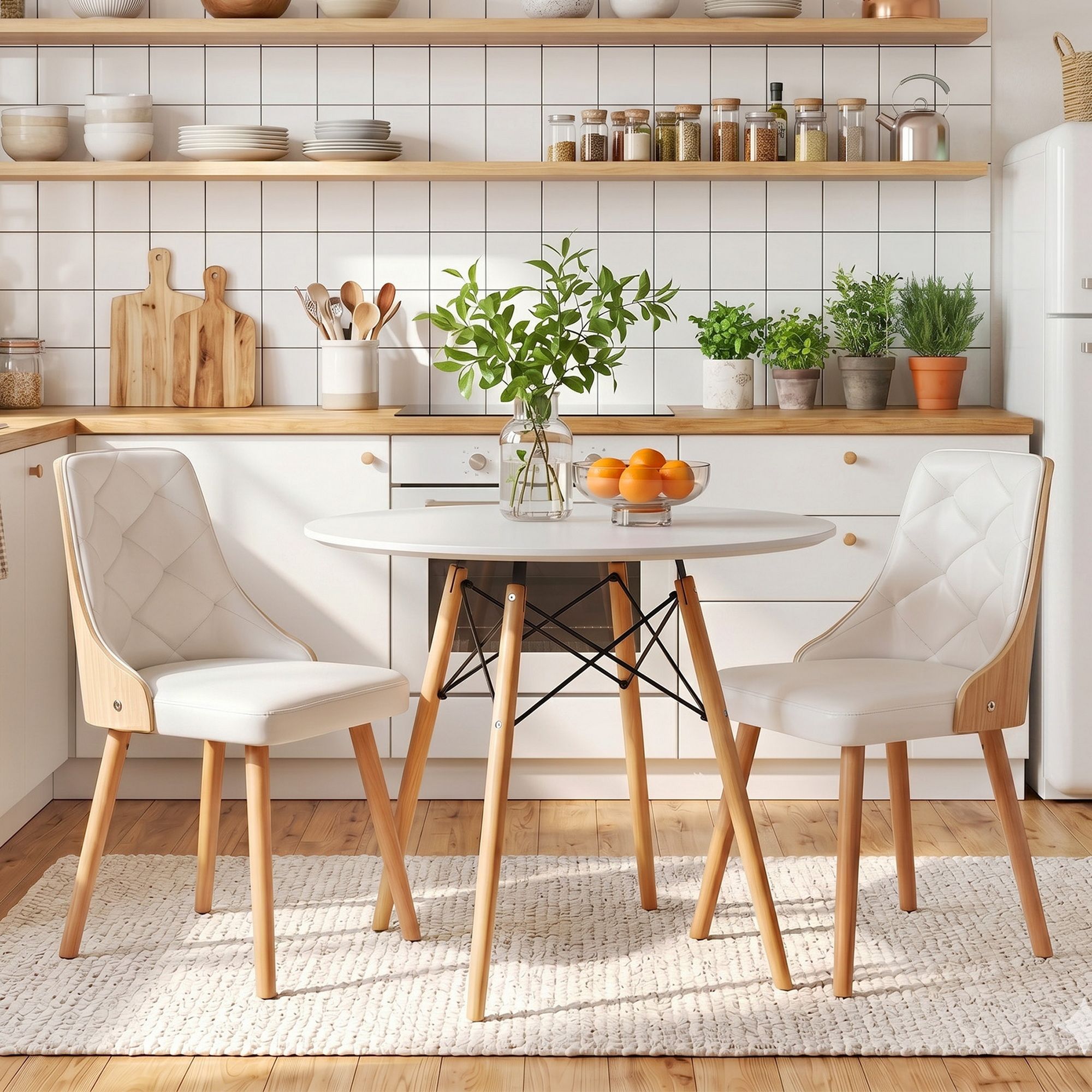 Artiss Dining Table and Chairs Set 3PCS 90cm 2 Seater Round Dining Set