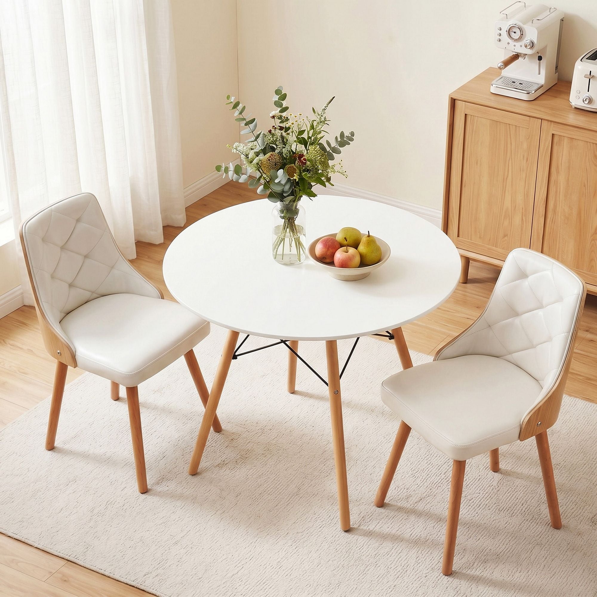 Artiss Dining Table and Chairs Set 3PCS 90cm 2 Seater Round Dining Set