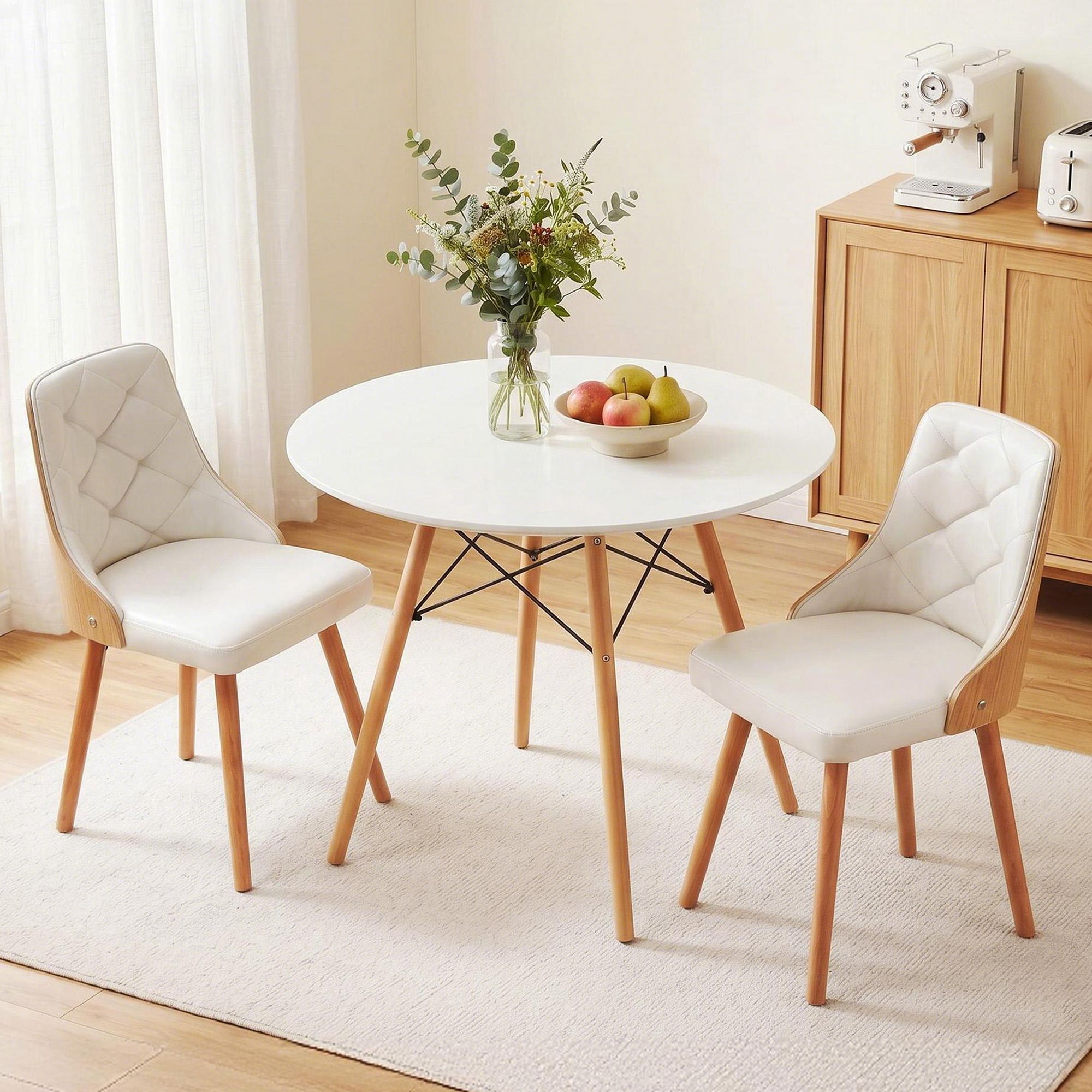 Artiss Dining Table and Chairs Set 3PCS 90cm 2 Seater Round Dining Set