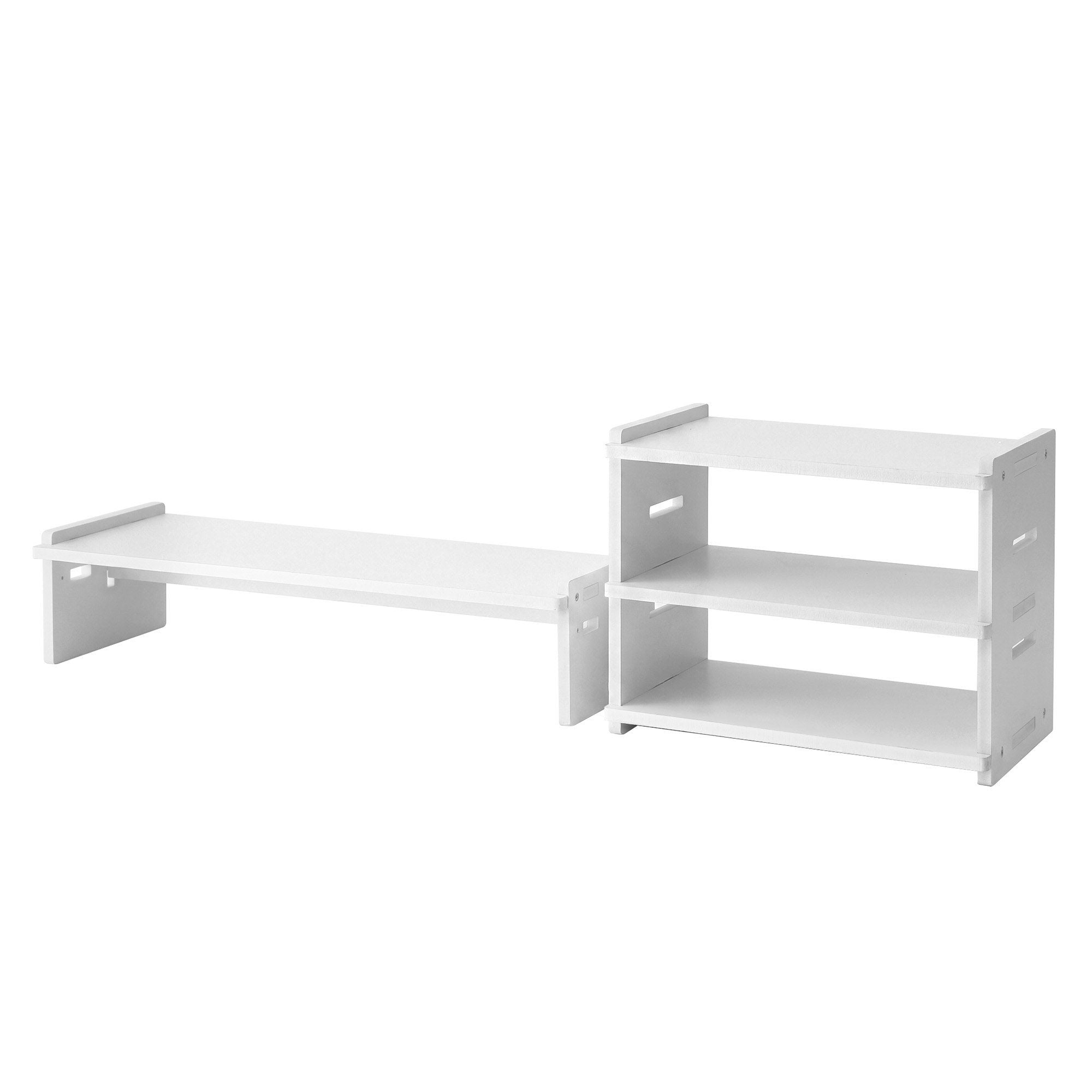 Artiss Monitor Stand and 3-Tier Desk Organiser 2-in-1 Modular Computer Monitor Riser PVC Desktop Shelf Holds 20kg