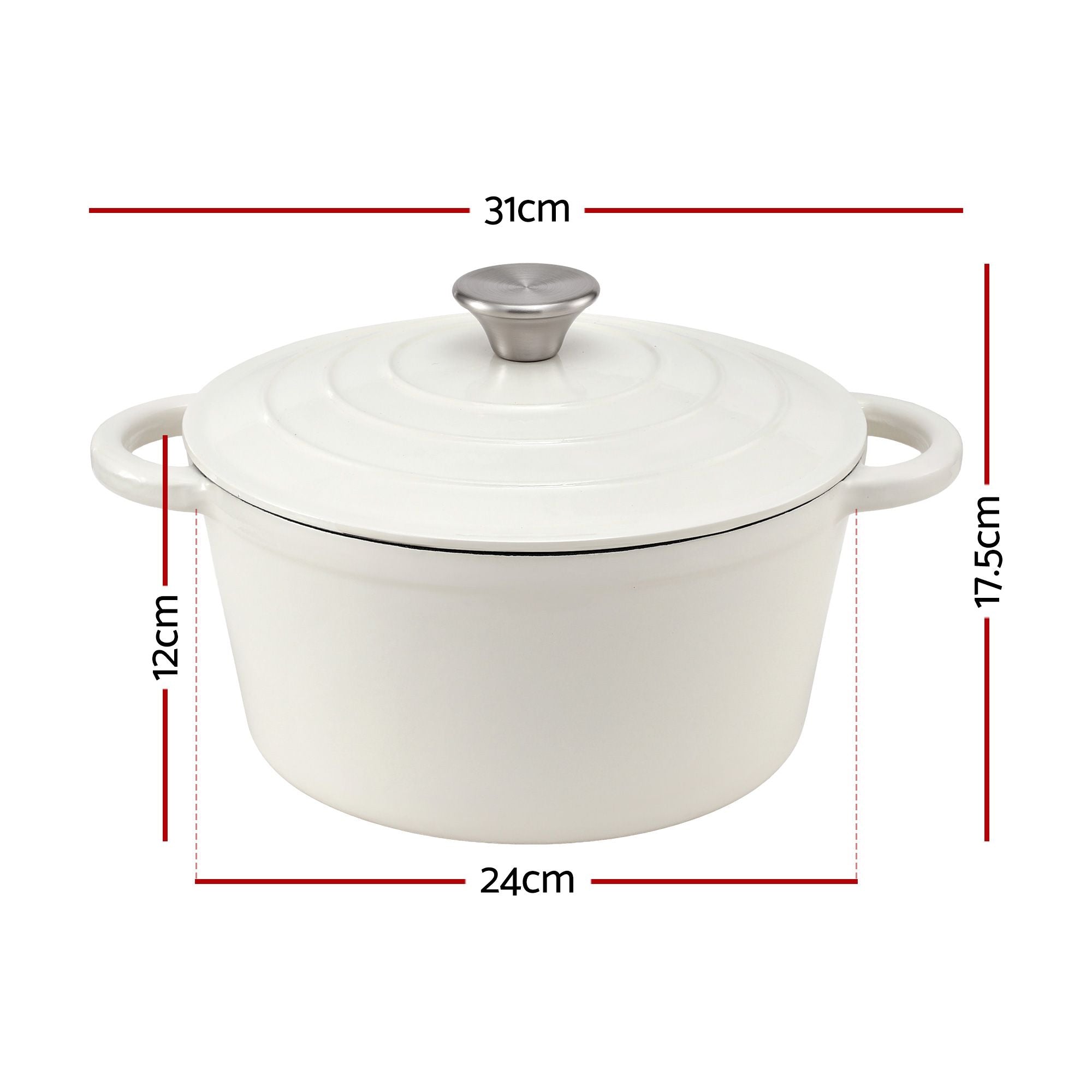 5-Star Chef 3.8L Enameled Cast Iron Dutch Oven Pot with Lid for Sourdough Bread Baking