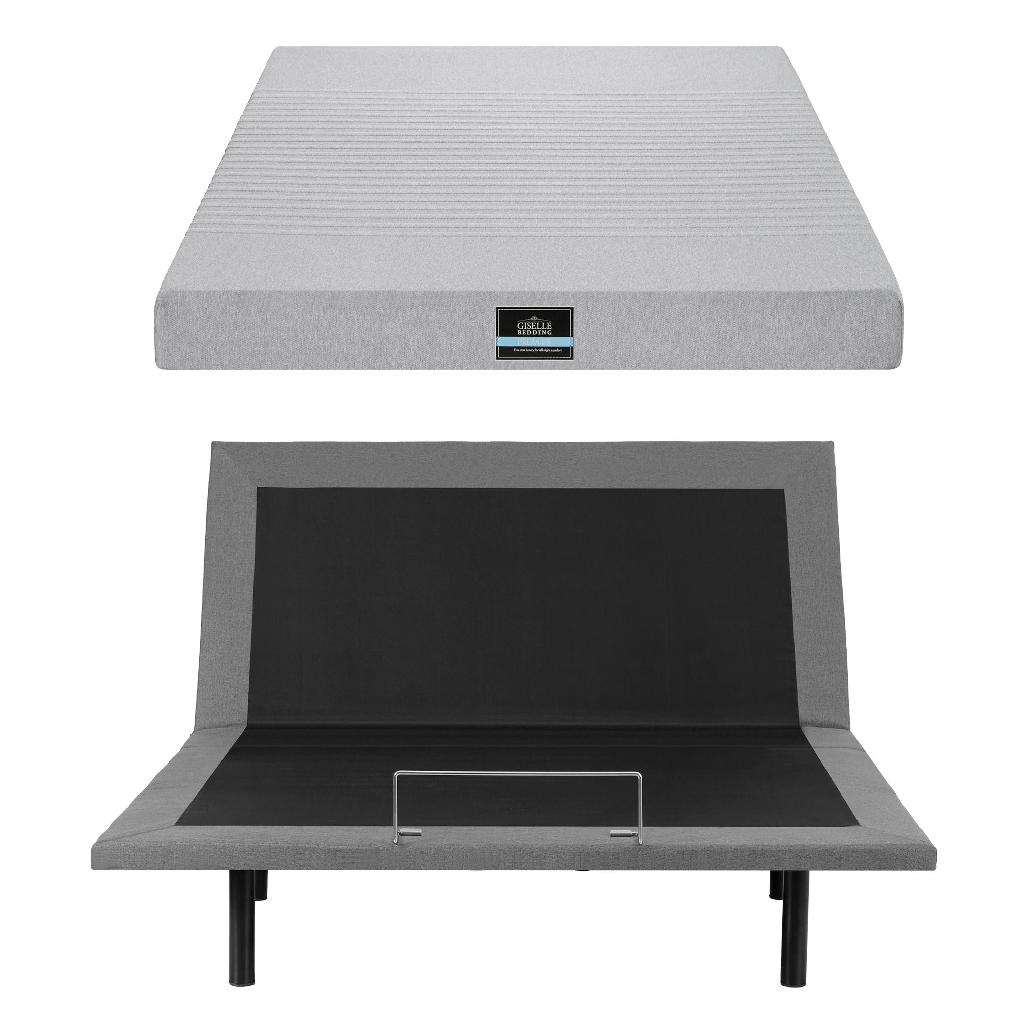 Artiss Queen Bed Frame and Giselle Bedding Queen Memory Foam Mattress Set, Black & Grey