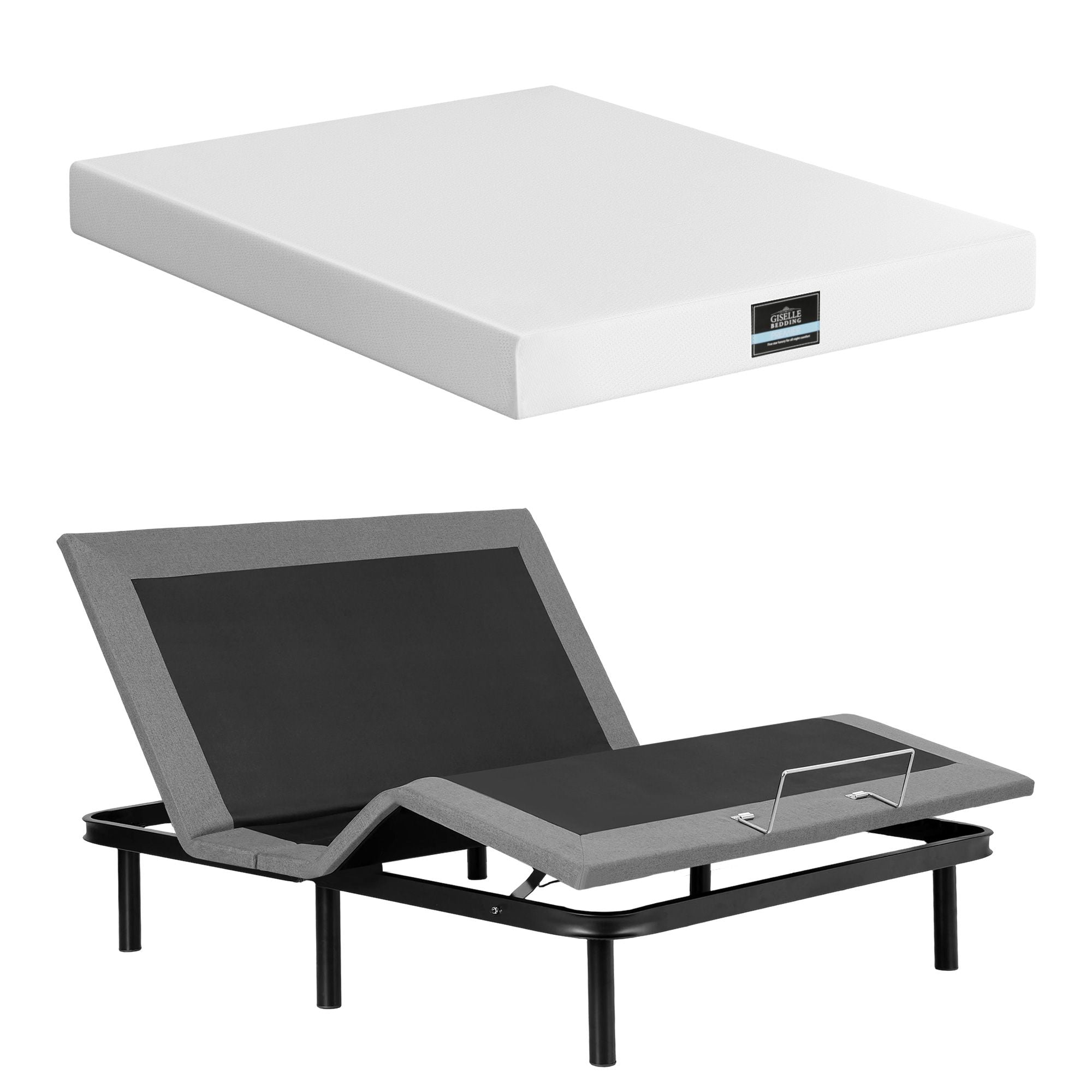 Artiss Queen size bed frame & Giselle Bedding Mattress Queen Combo, adjustable bed Base, Black