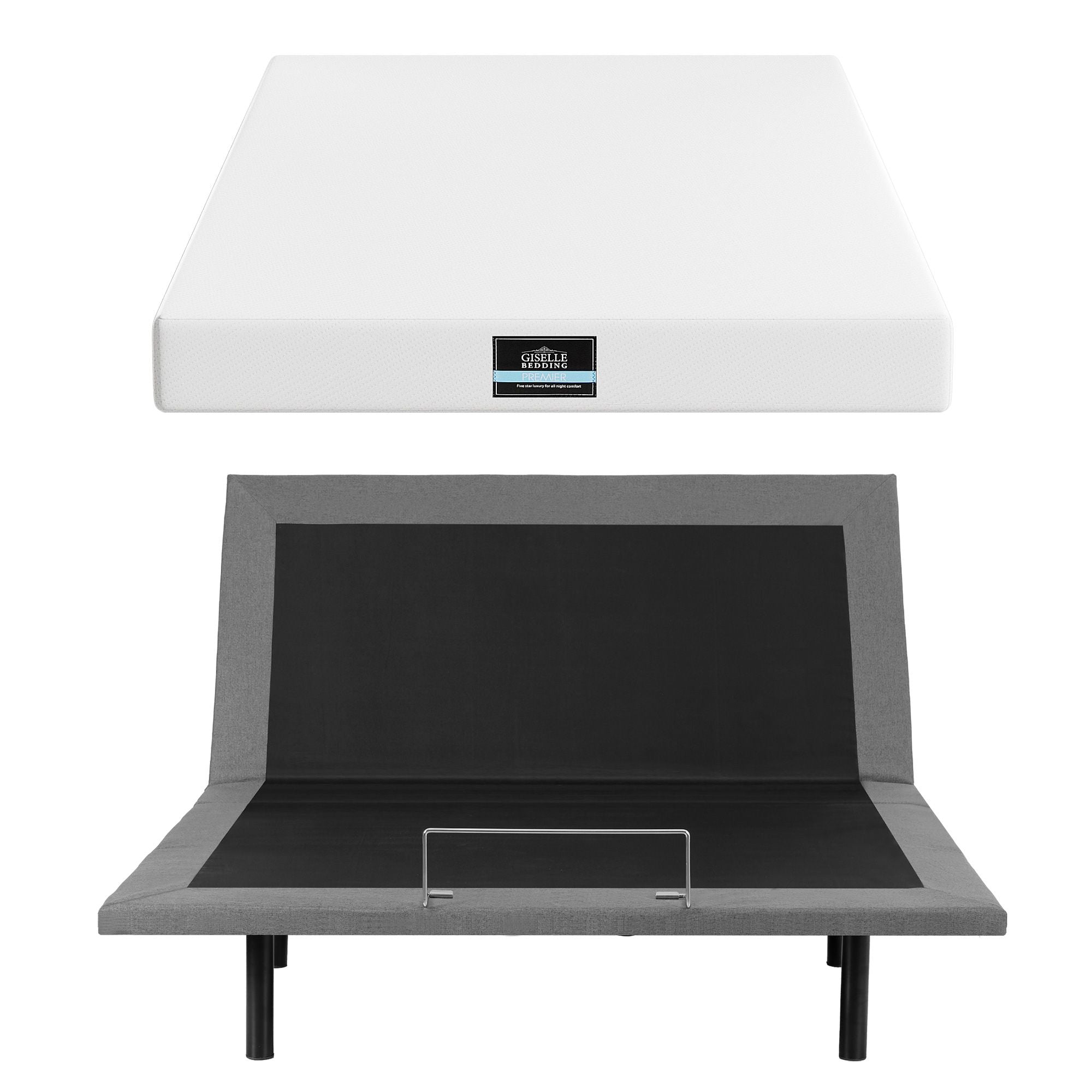 Artiss Queen size bed frame & Giselle Bedding Mattress Queen Combo, adjustable bed Base, Black