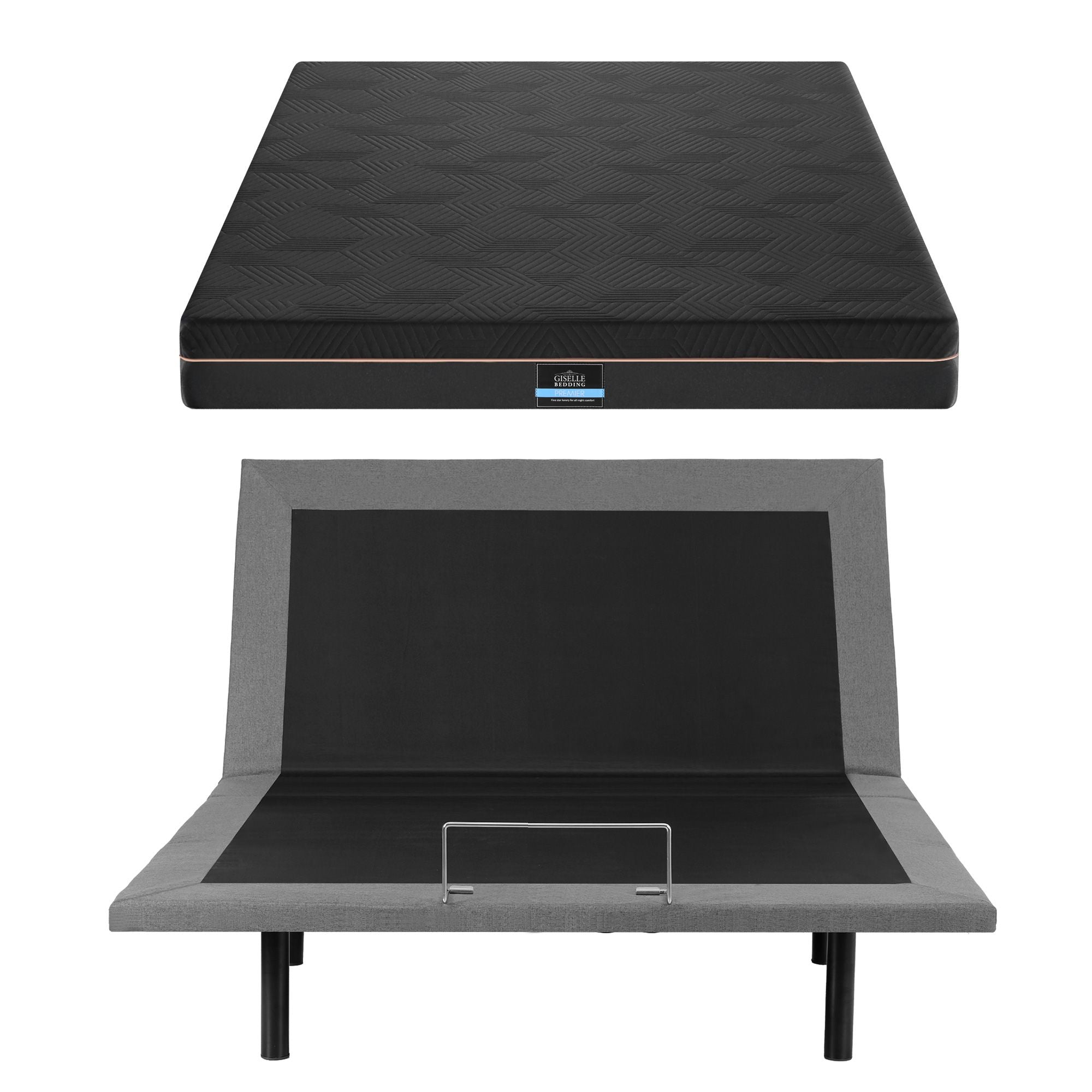 Artiss Double size bed frame with Giselle Bedding Double Mattress, adjustable bed Base Combo, Black