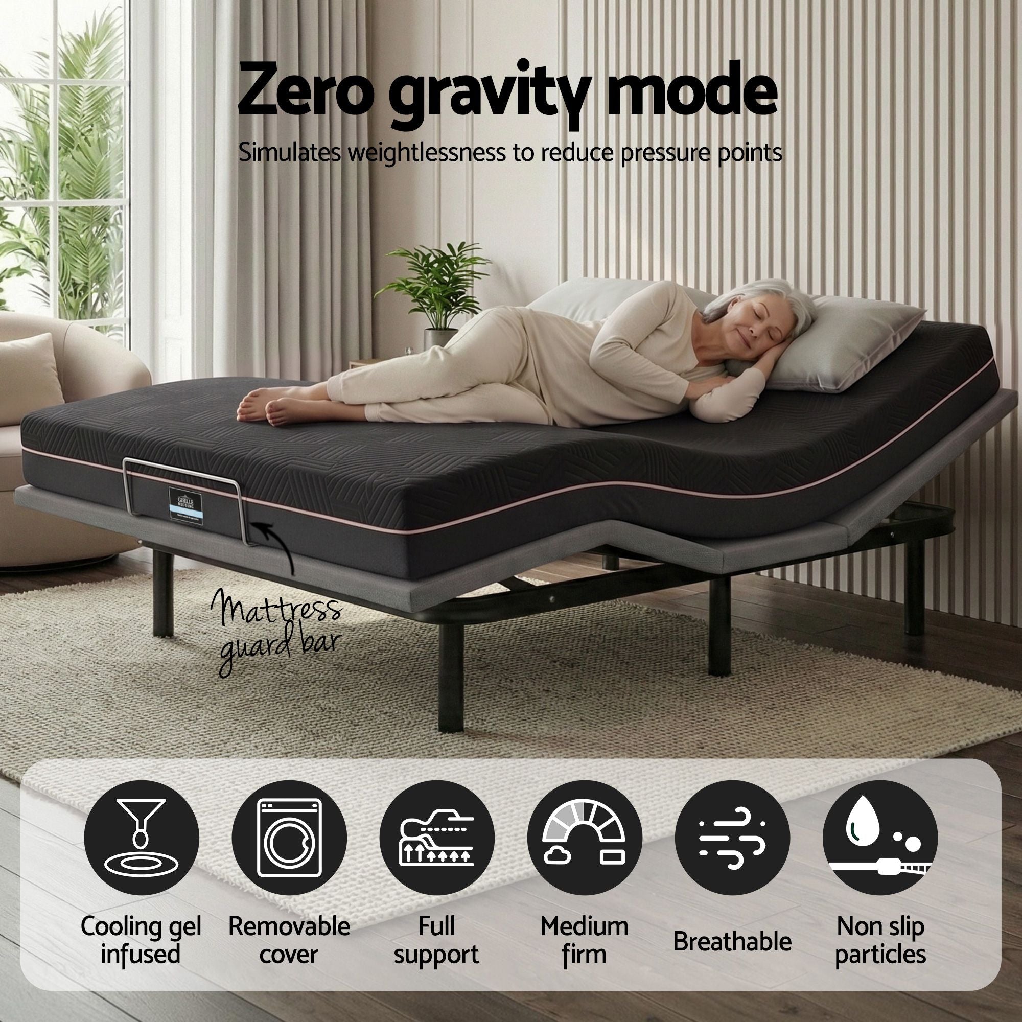 Artiss King size bed frame with Giselle Bedding King Mattress, Black