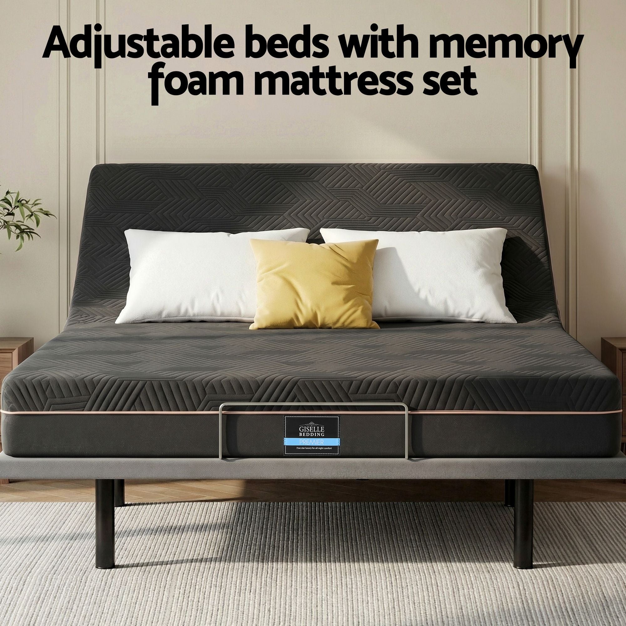 Artiss King size bed frame with Giselle Bedding King Mattress, Black