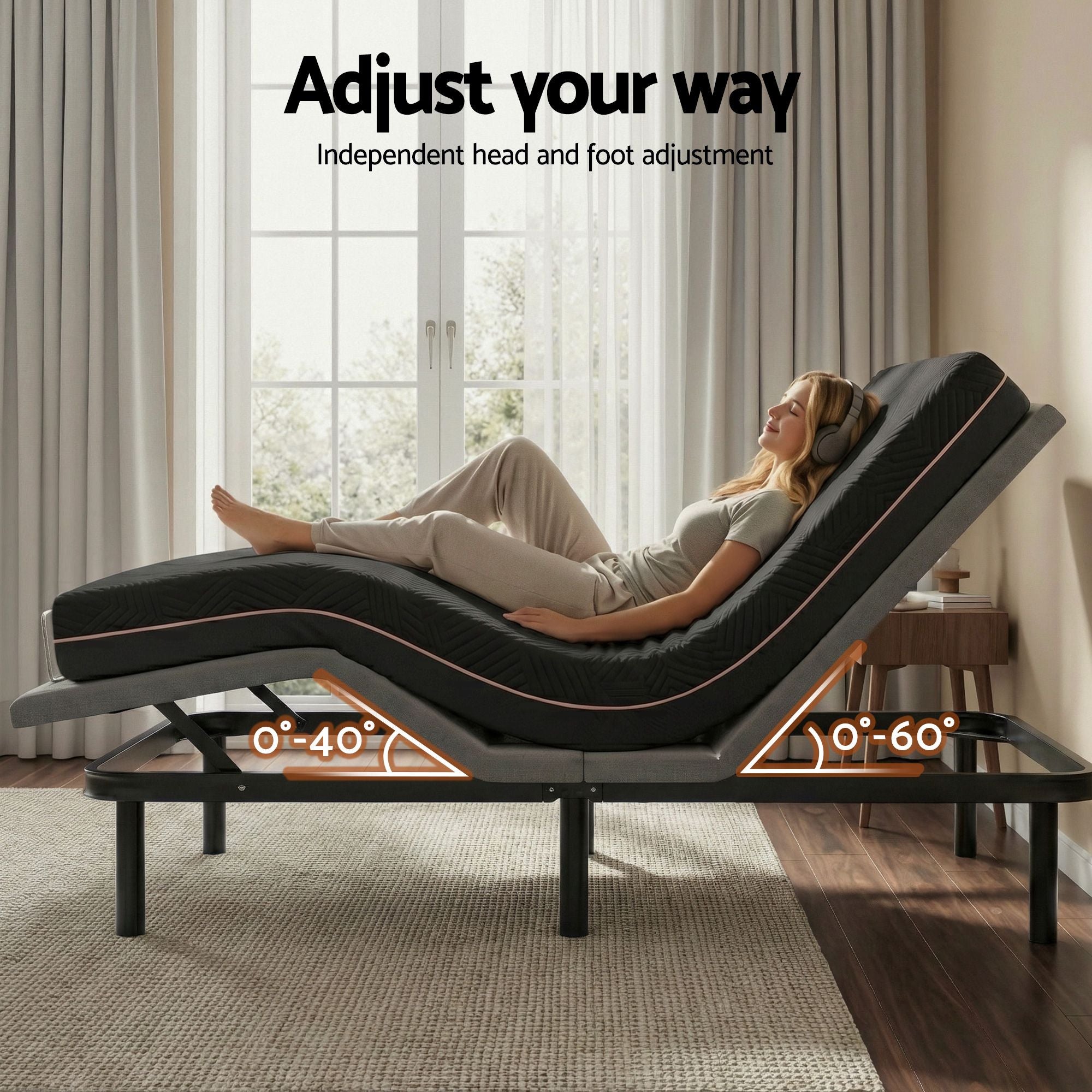 Artiss Queen size bed frame with Giselle Bedding Queen Mattress, Black