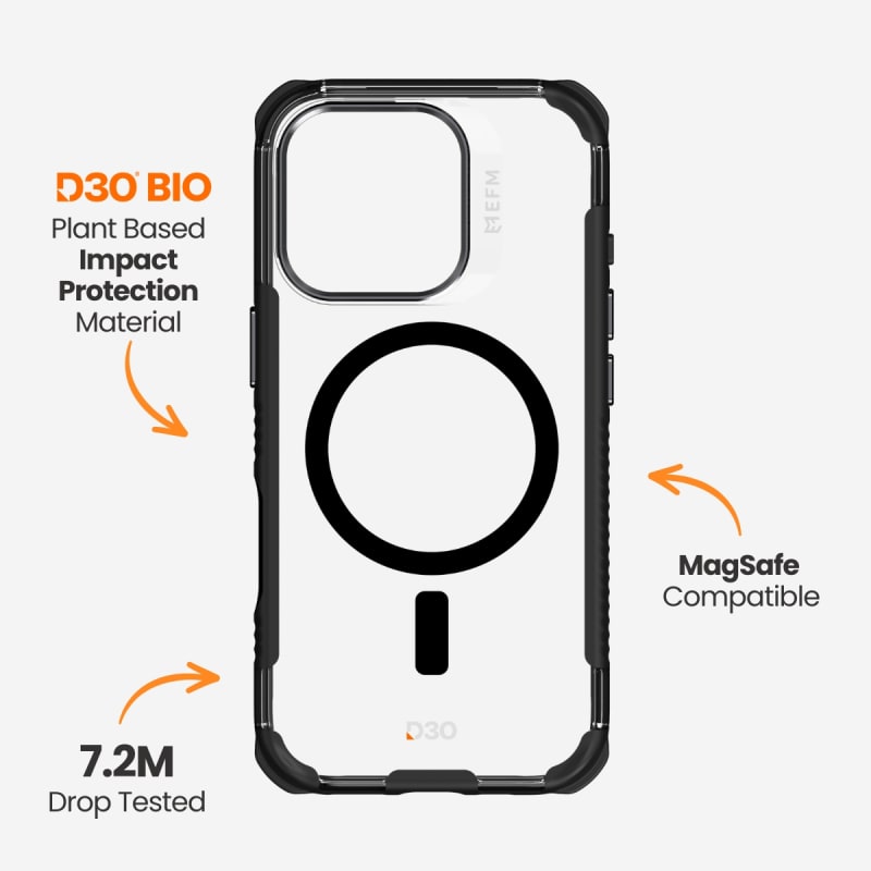EFM Cayman Case with D3O Bio for iPhone 16 Series – Carbon