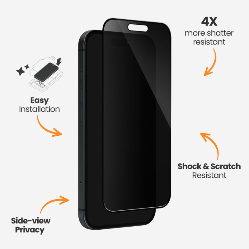 EFM Privacy Glass Screen Armour for iPhone 15 & 16 Series