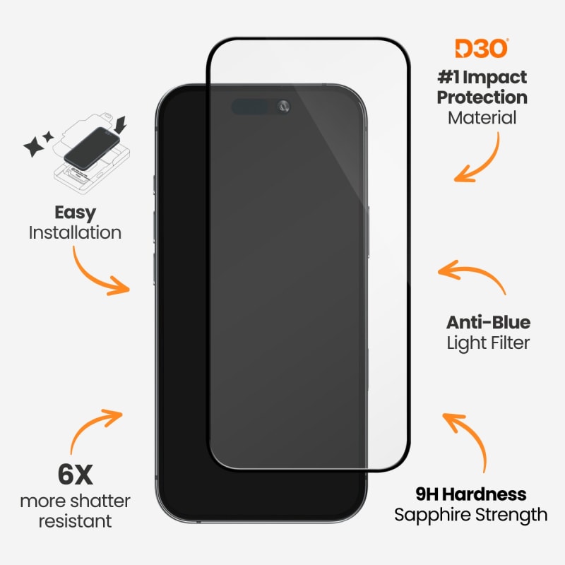 EFM ScreenSafe Tempered Glass Protector D3O Screen Armour for iPhone Series