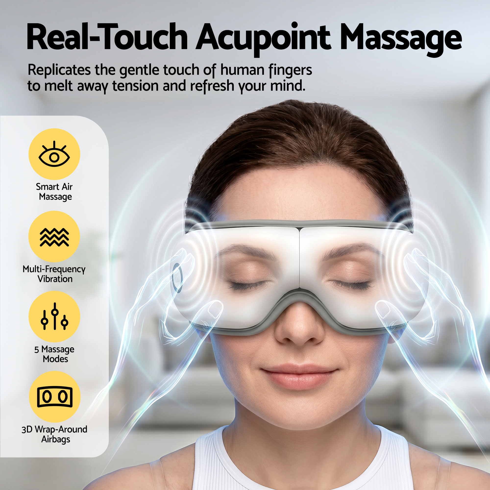 Livemor Eye Massager with Heat & Vibration | 180° Foldable Electric Eye Heat Mask with Bluetooth Music for Fatigue Relief