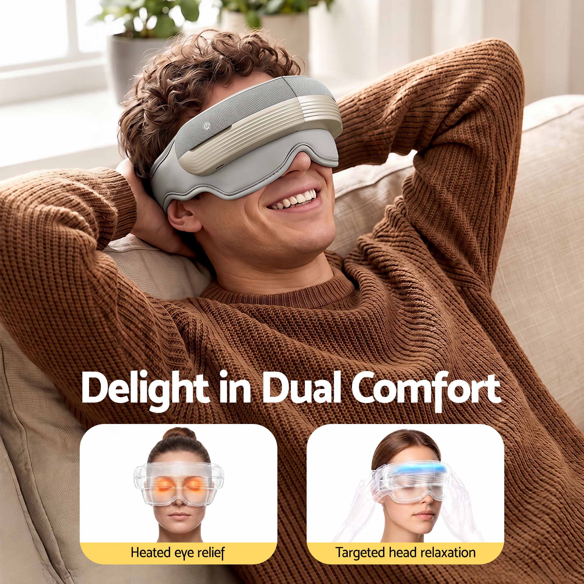 Livemor Eye and Head Massager with Heat, Eye Massager, Forehand and Temple Massager