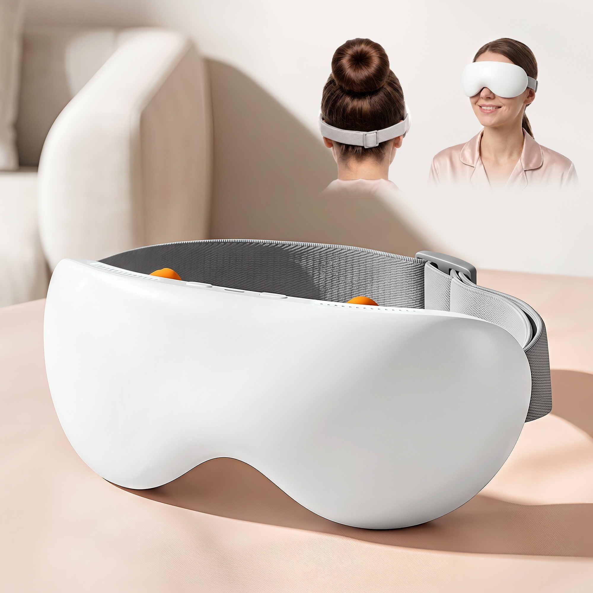 Livemor Eye Massager with Cooling & Heating | Dual Hot Cold Compress Goggles with 12 Vibrating Nodes for Migraine Relief