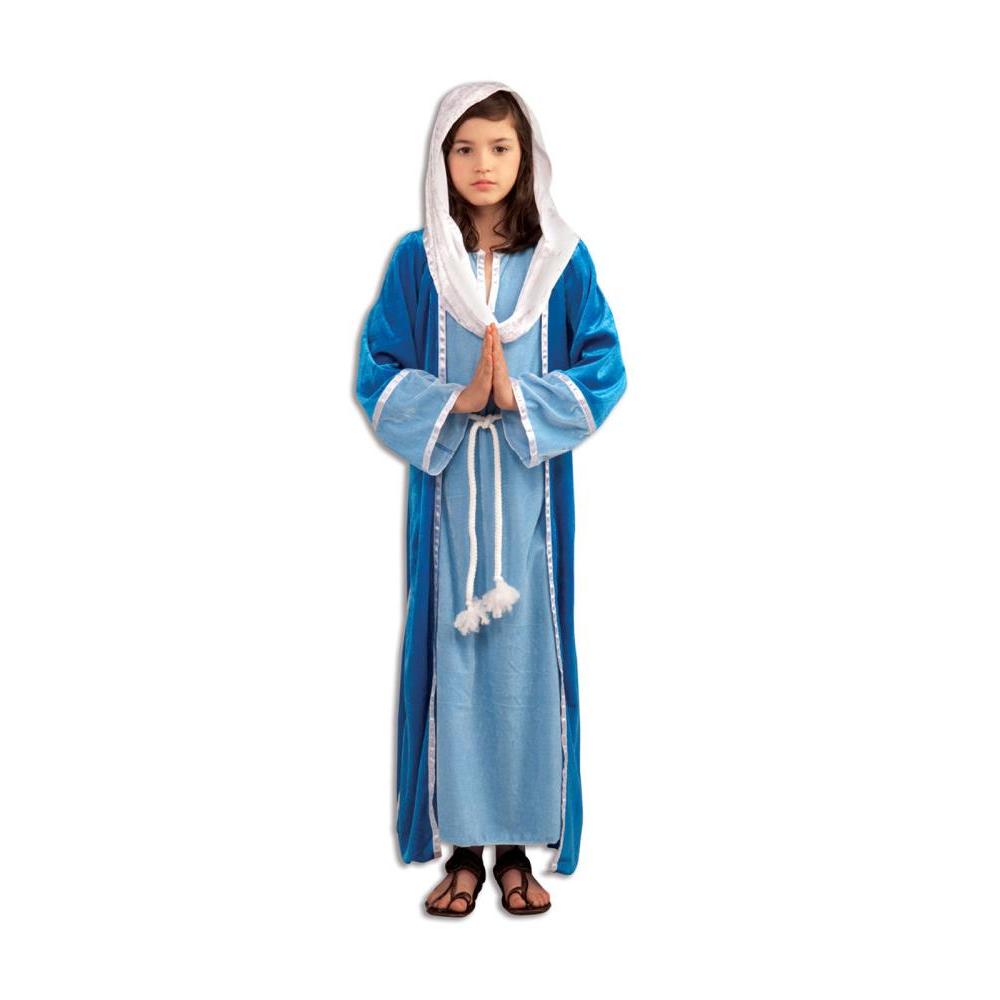 Virgin Mary Nativity Costume for Women – Blue Robe with Headpiece &amp; Gown – Light Blue Colour