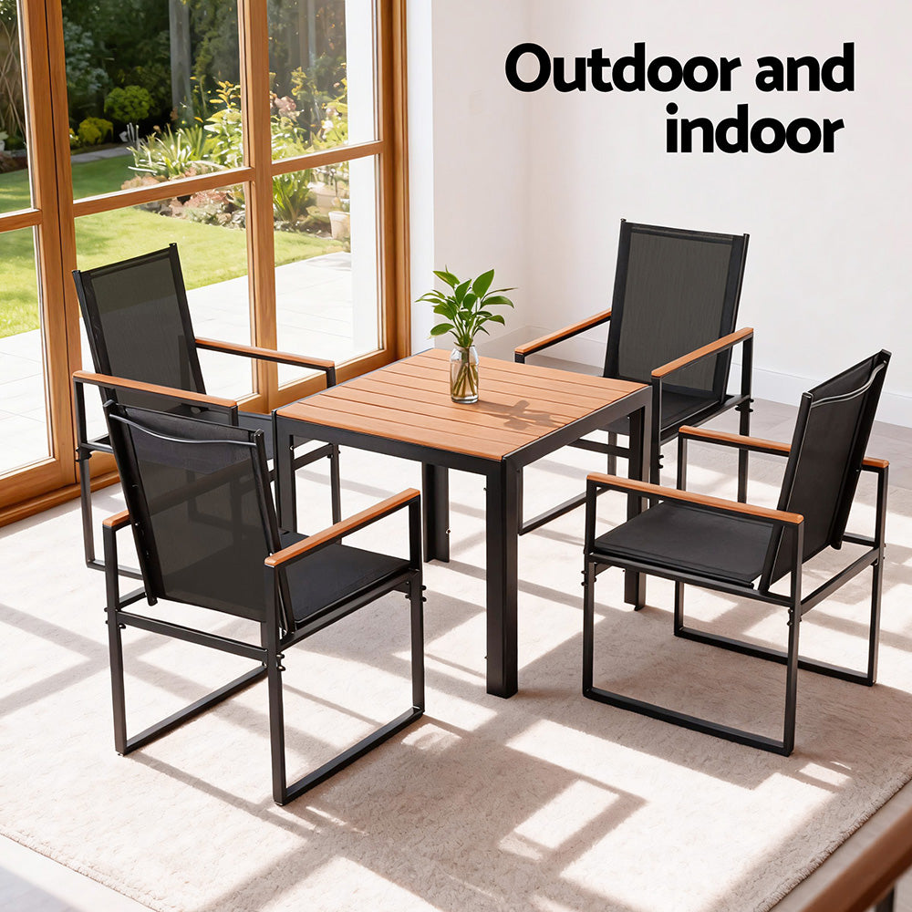 Gardeon 5PCS Outdoor Dining Set Table and Chairs Patio Garden Furniture Bistro Set