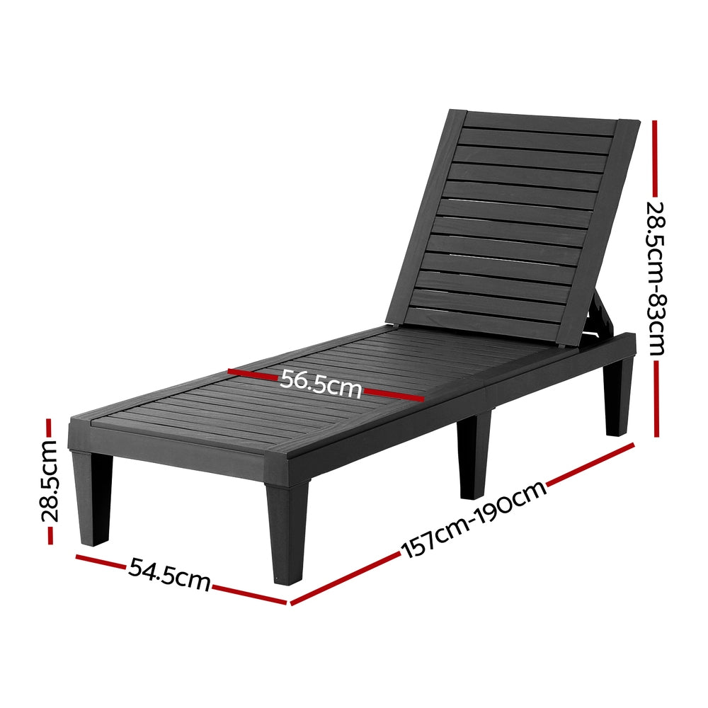 Gardeon Sun Lounge Adjustable Recliner Patio Outdoor Furniture Light weight Black