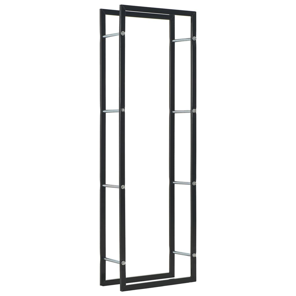 Freestanding Steel Firewood Storage Rack 50x20x150 cm Black