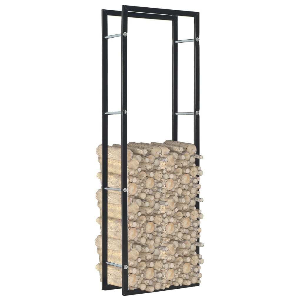 Freestanding Steel Firewood Storage Rack 50x20x150 cm Black