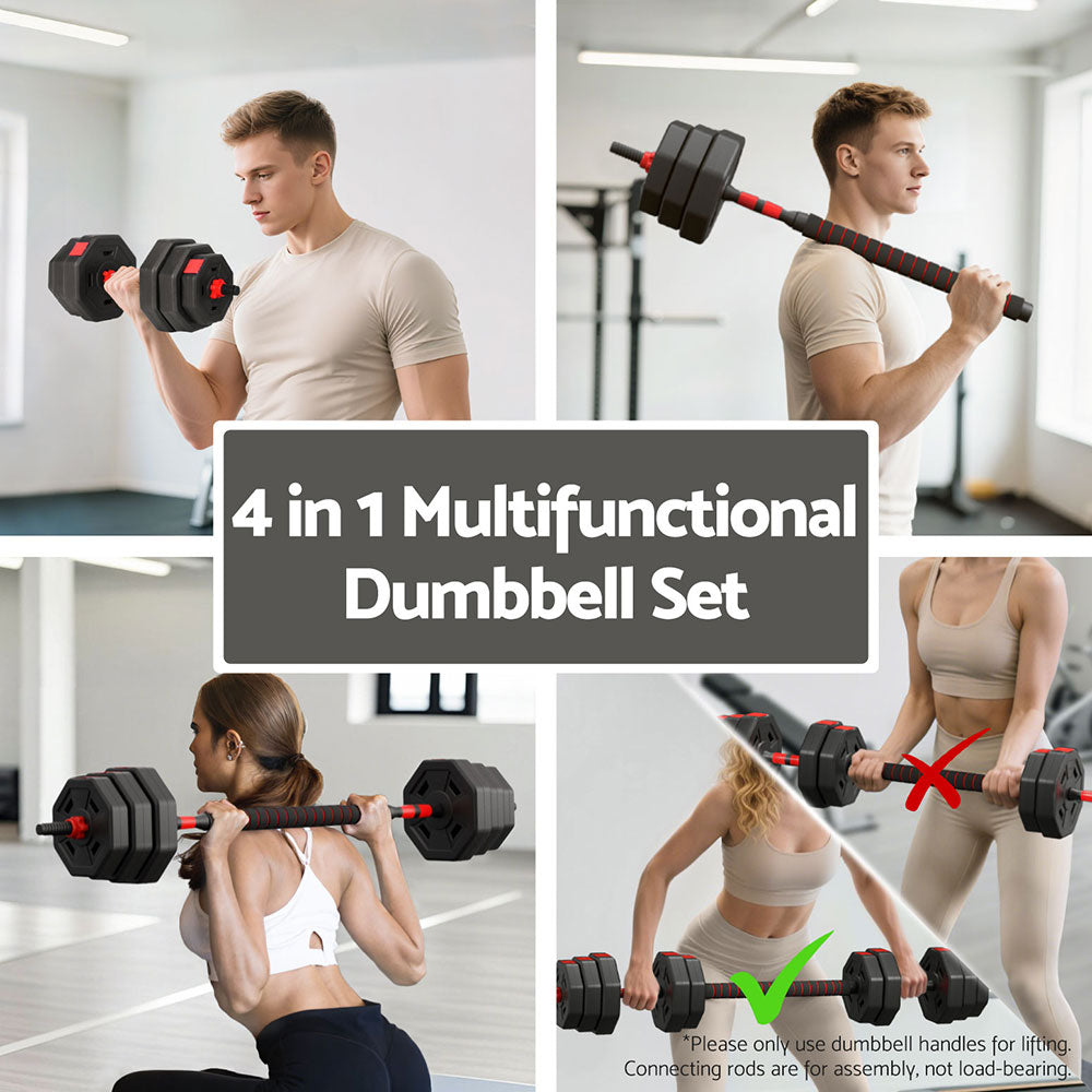 Everfit 40kg Adjustable Dumbbell Barbell Set Weight Plates Home Workout