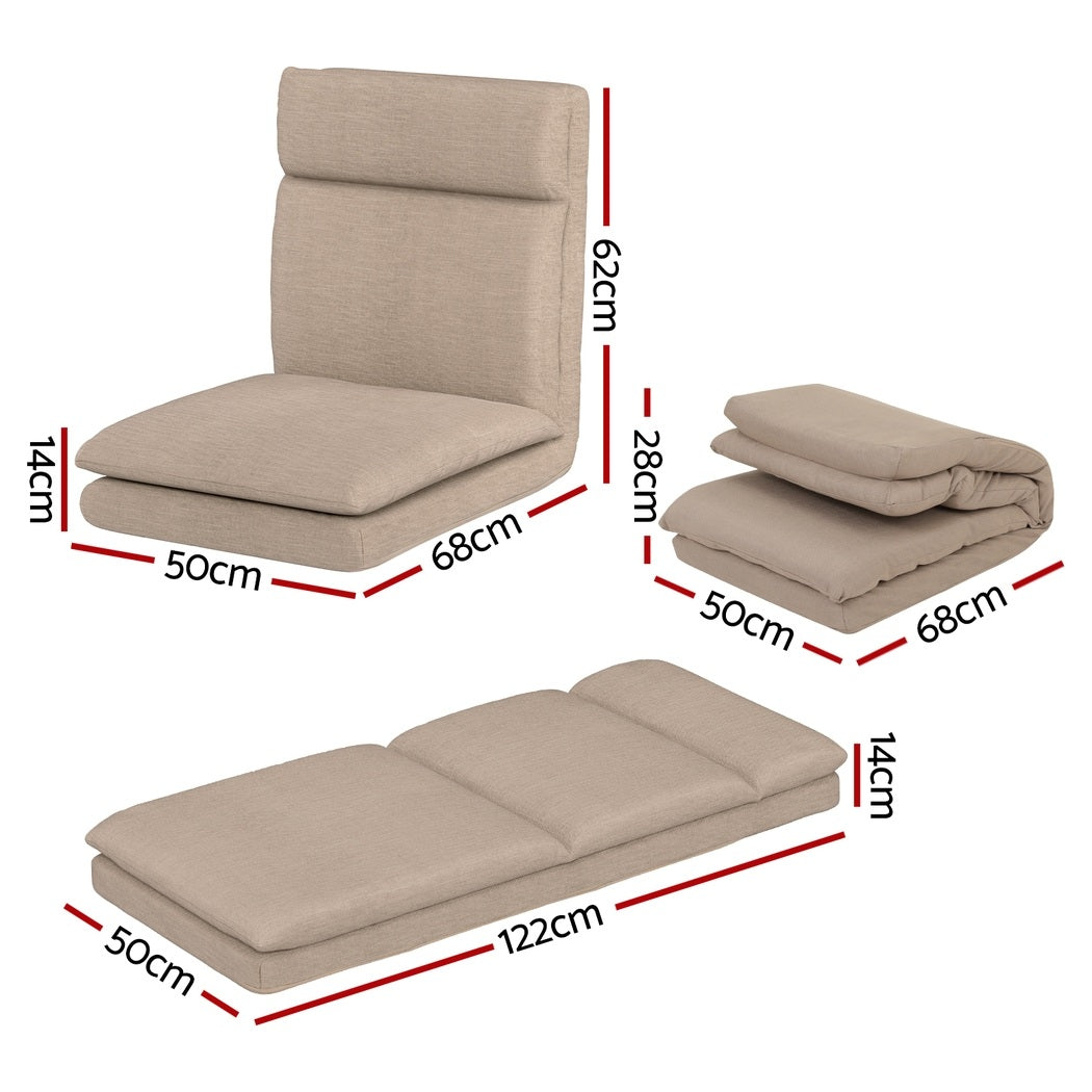 Artiss 2X Floor Chair Sofa Linen Beige