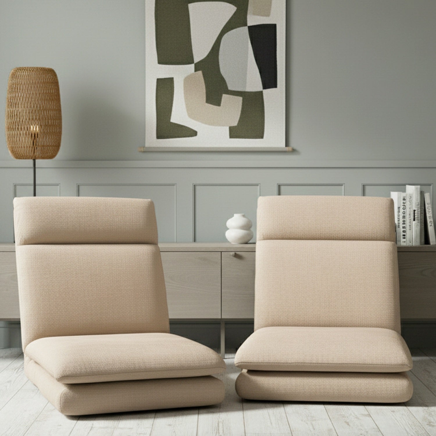 Artiss 2X Floor Chair Sofa Linen Beige