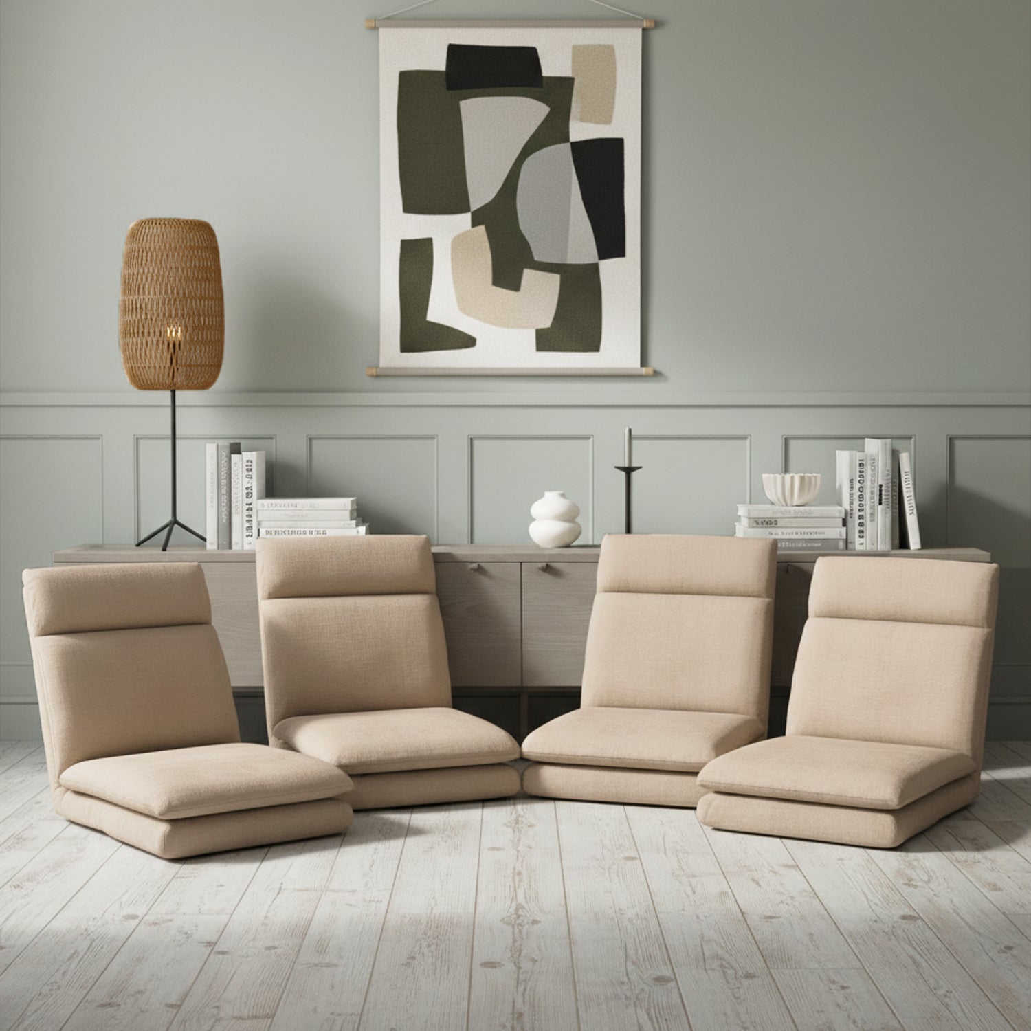 Artiss 4X Floor Chair Sofa Linen Beige
