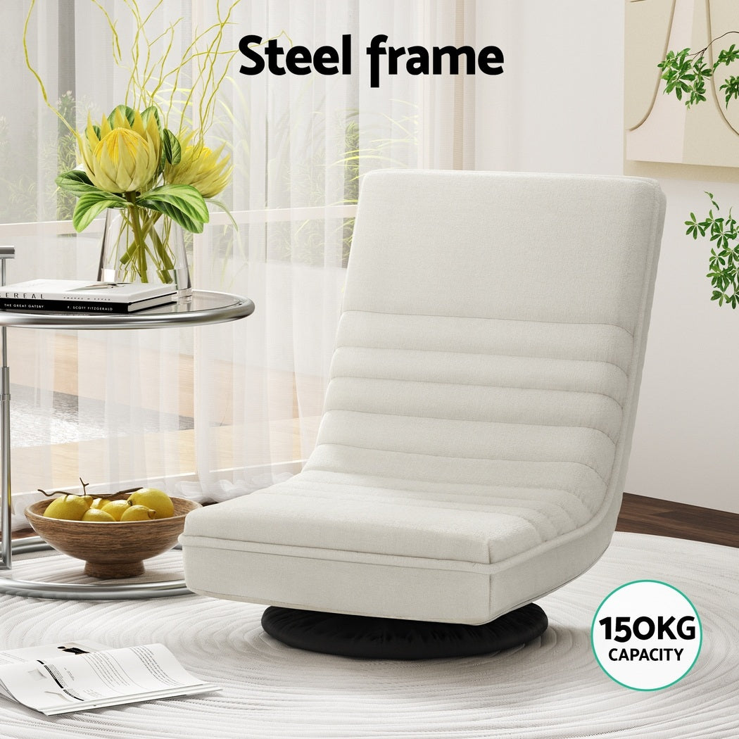 Artiss 4X Floor Chair Lounge Sofa Swivel Foldable Linen White