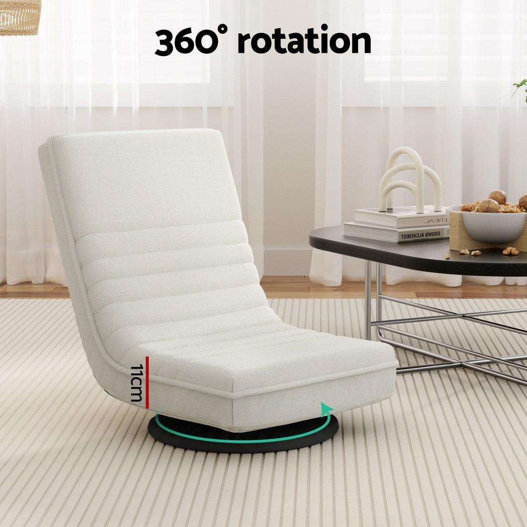 Artiss 4X Floor Chair Lounge Sofa Swivel Foldable Linen White
