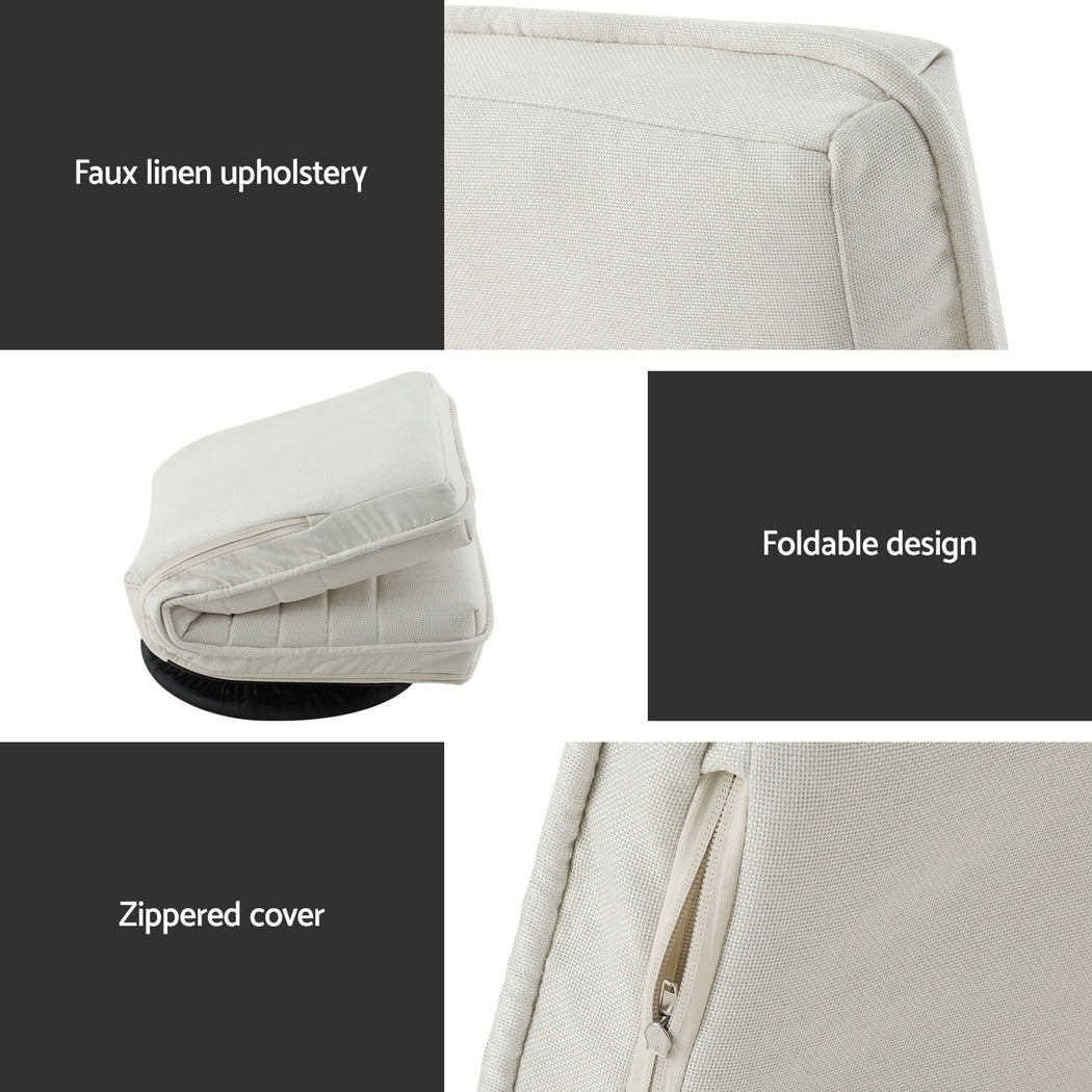 Artiss 4X Floor Chair Lounge Sofa Swivel Foldable Linen White