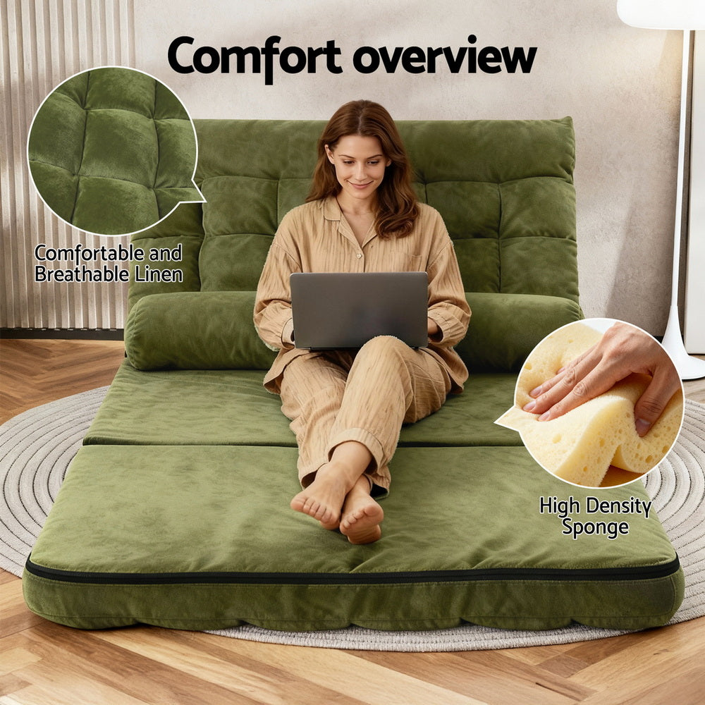 Artiss Lounge Sofa Bed 2 seater Green Fabric